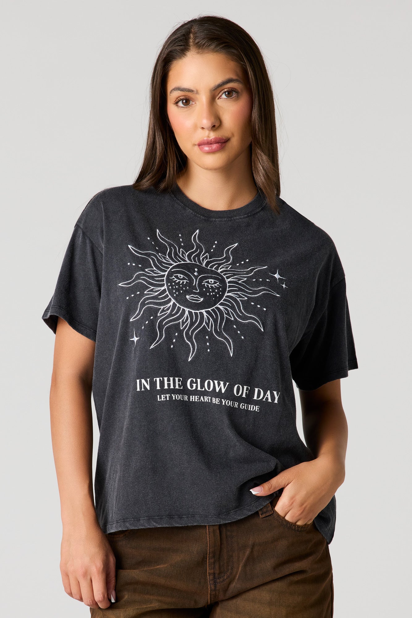 Cosmic Graphic Washed Boyfriend T-Shirt