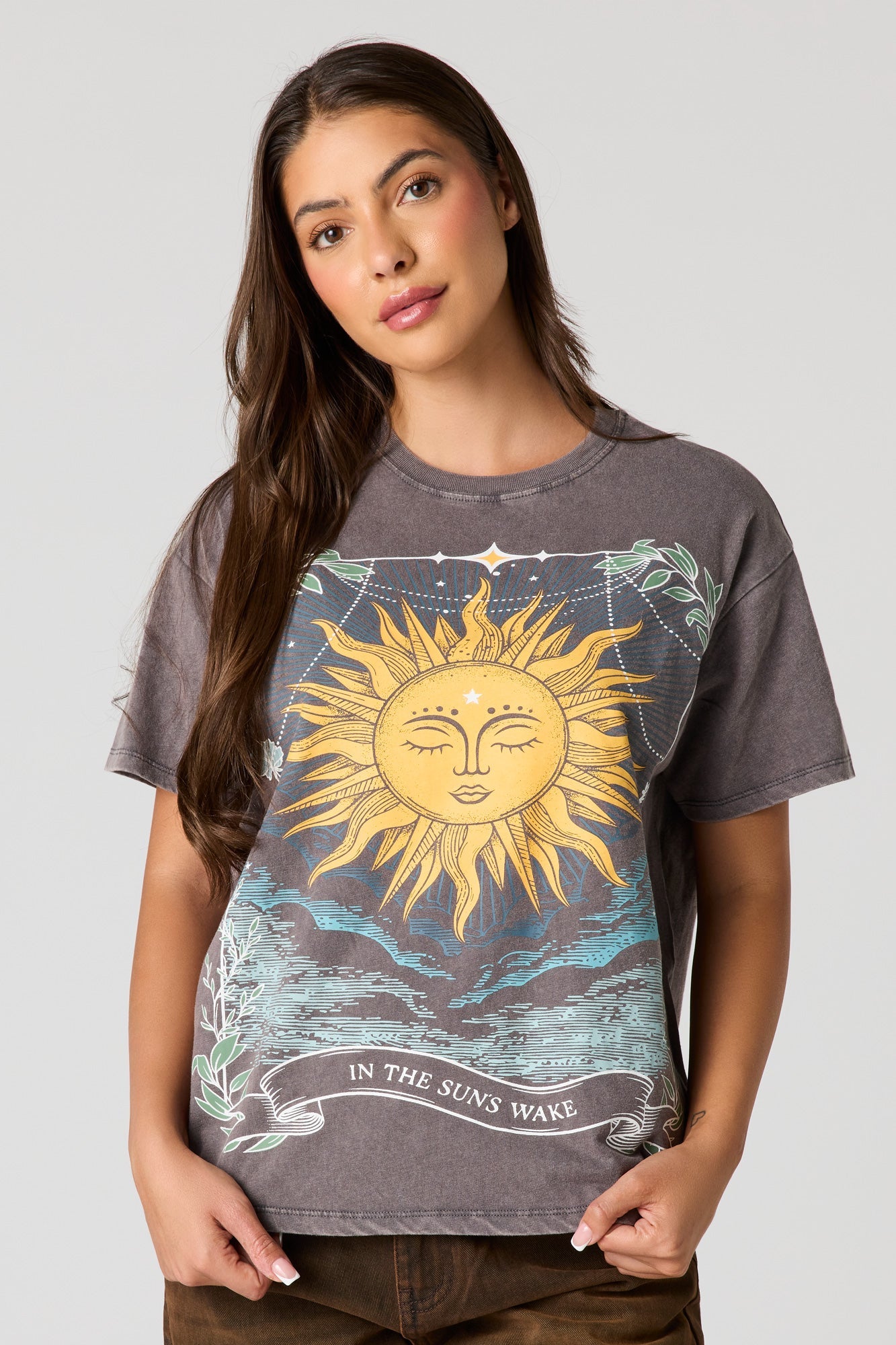 Cosmic Graphic Washed Boyfriend T-Shirt