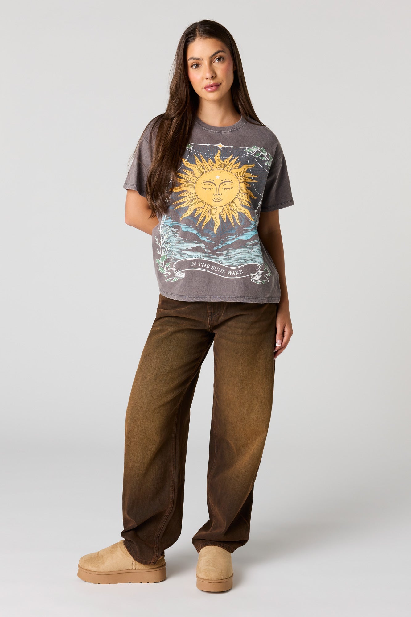 Cosmic Graphic Washed Boyfriend T-Shirt