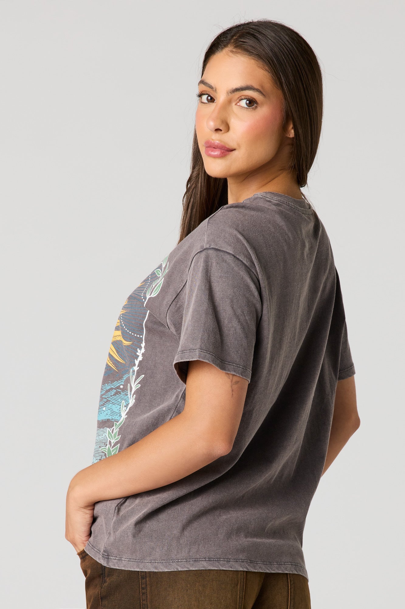 Cosmic Graphic Washed Boyfriend T-Shirt