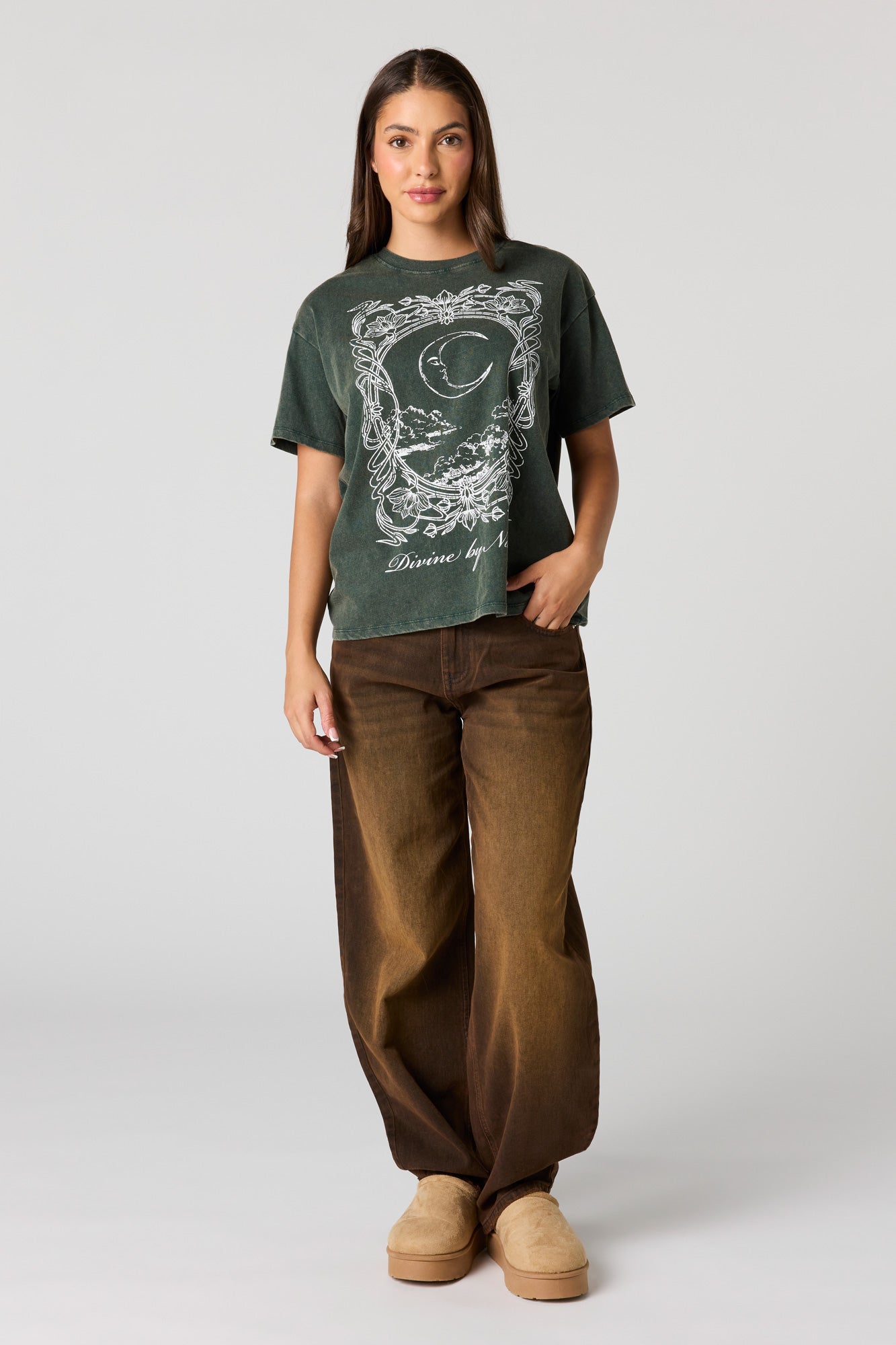 Cosmic Graphic Washed Boyfriend T-Shirt