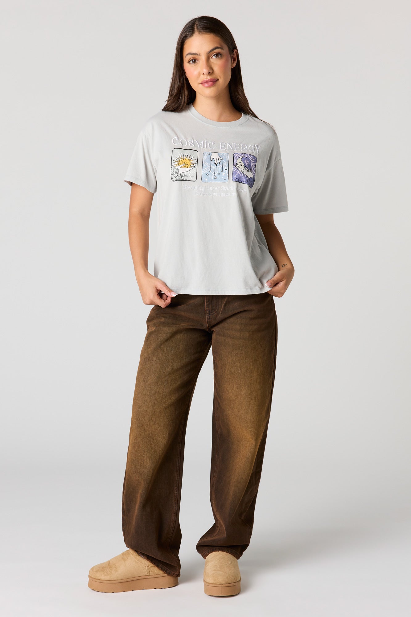 Cosmic Graphic Washed Boyfriend T-Shirt