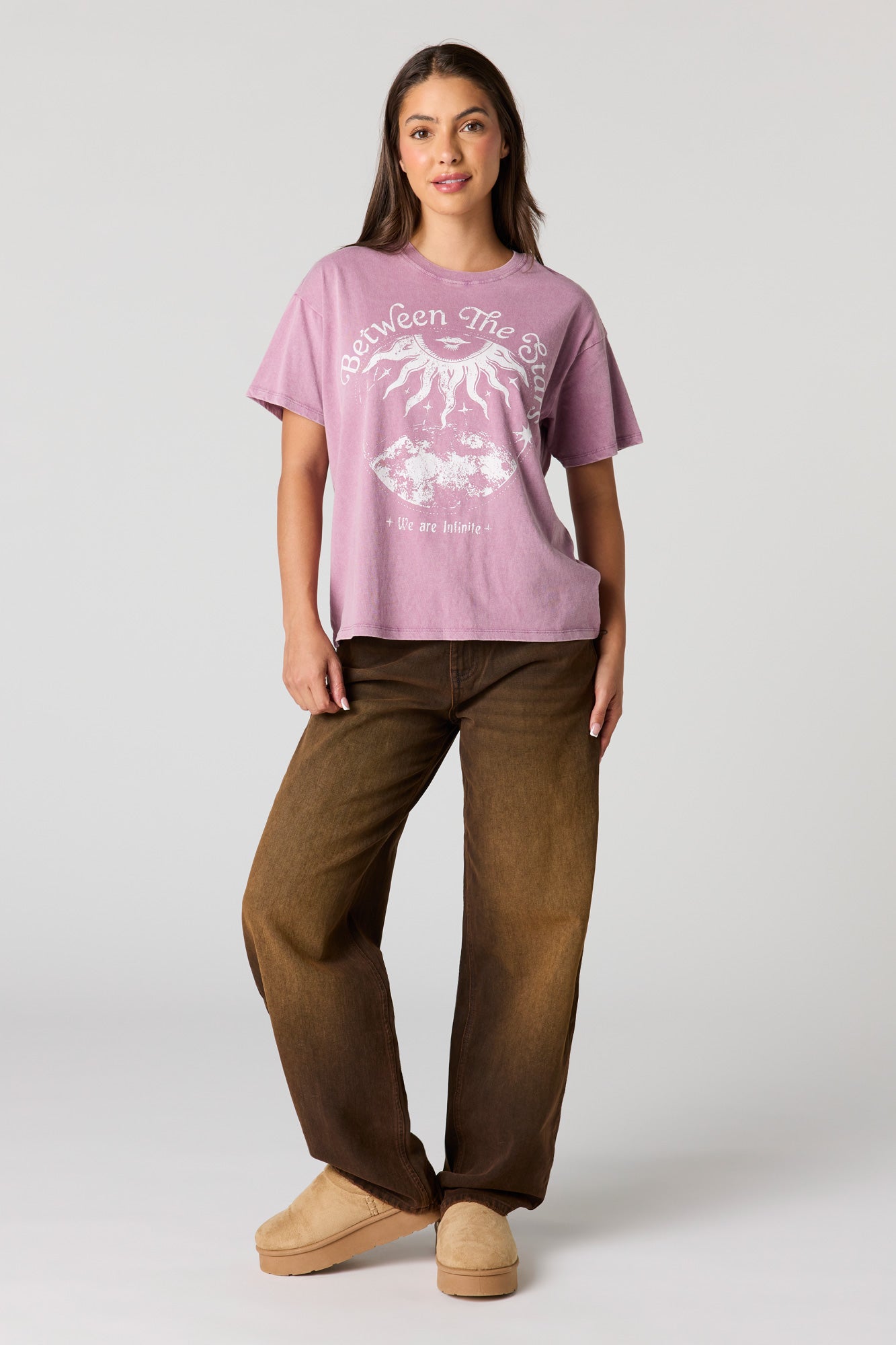 Cosmic Graphic Washed Boyfriend T-Shirt