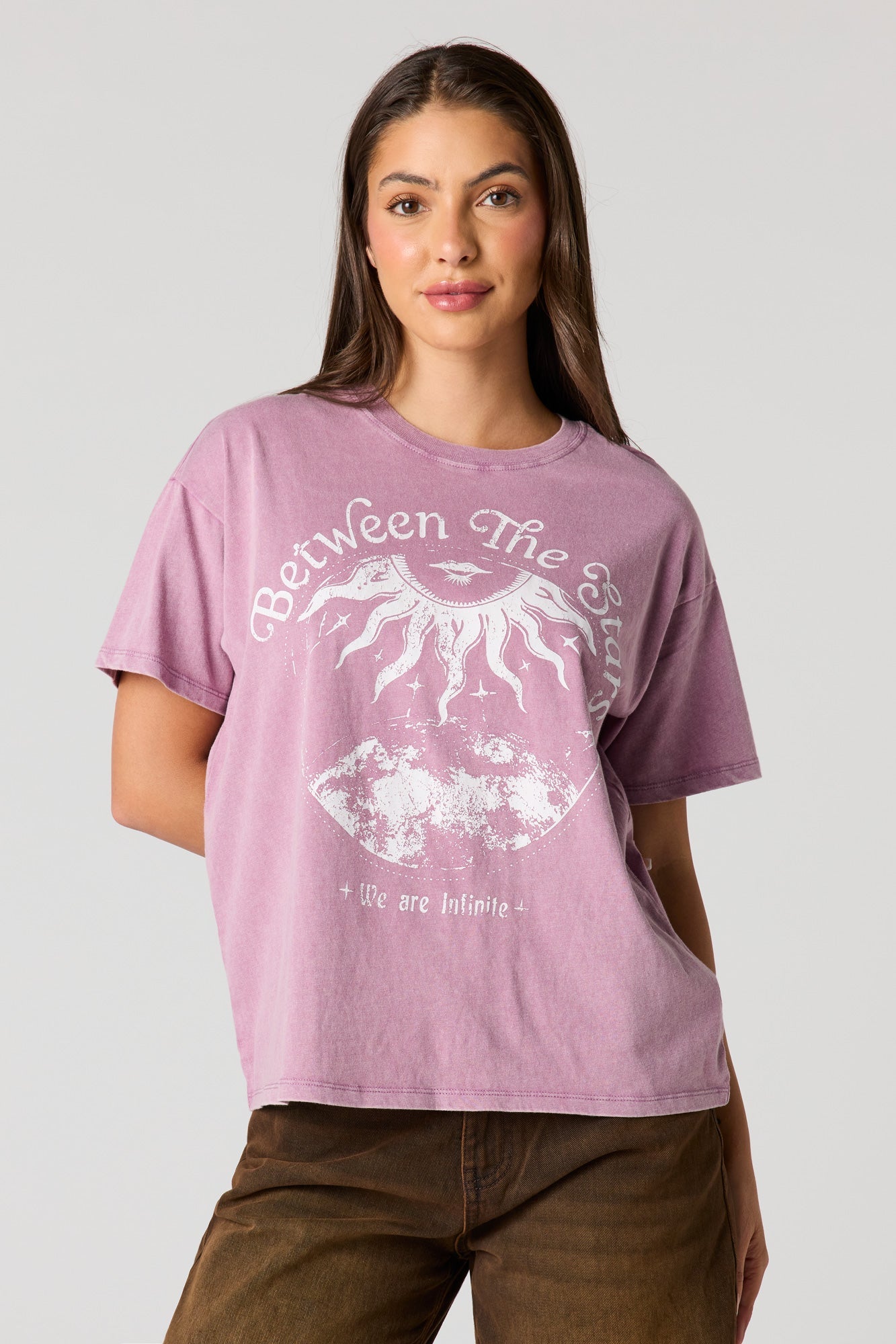 Cosmic Graphic Washed Boyfriend T-Shirt