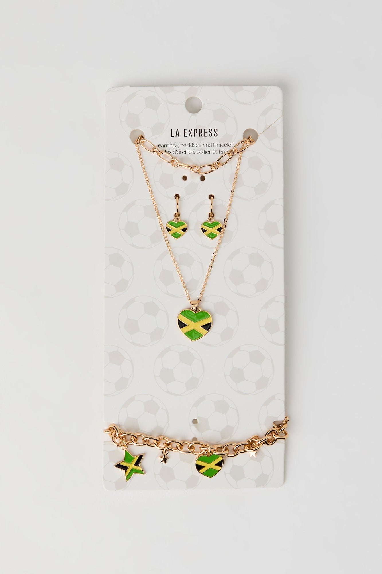 Jamaica Flag Earrings Necklace & Bracelet Set