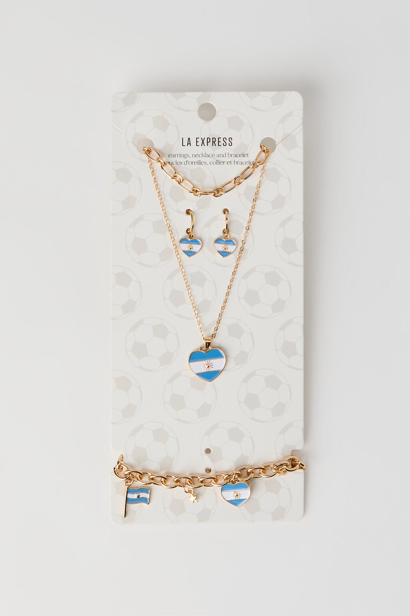 Argentina Flag Earrings Necklace & Bracelet Set