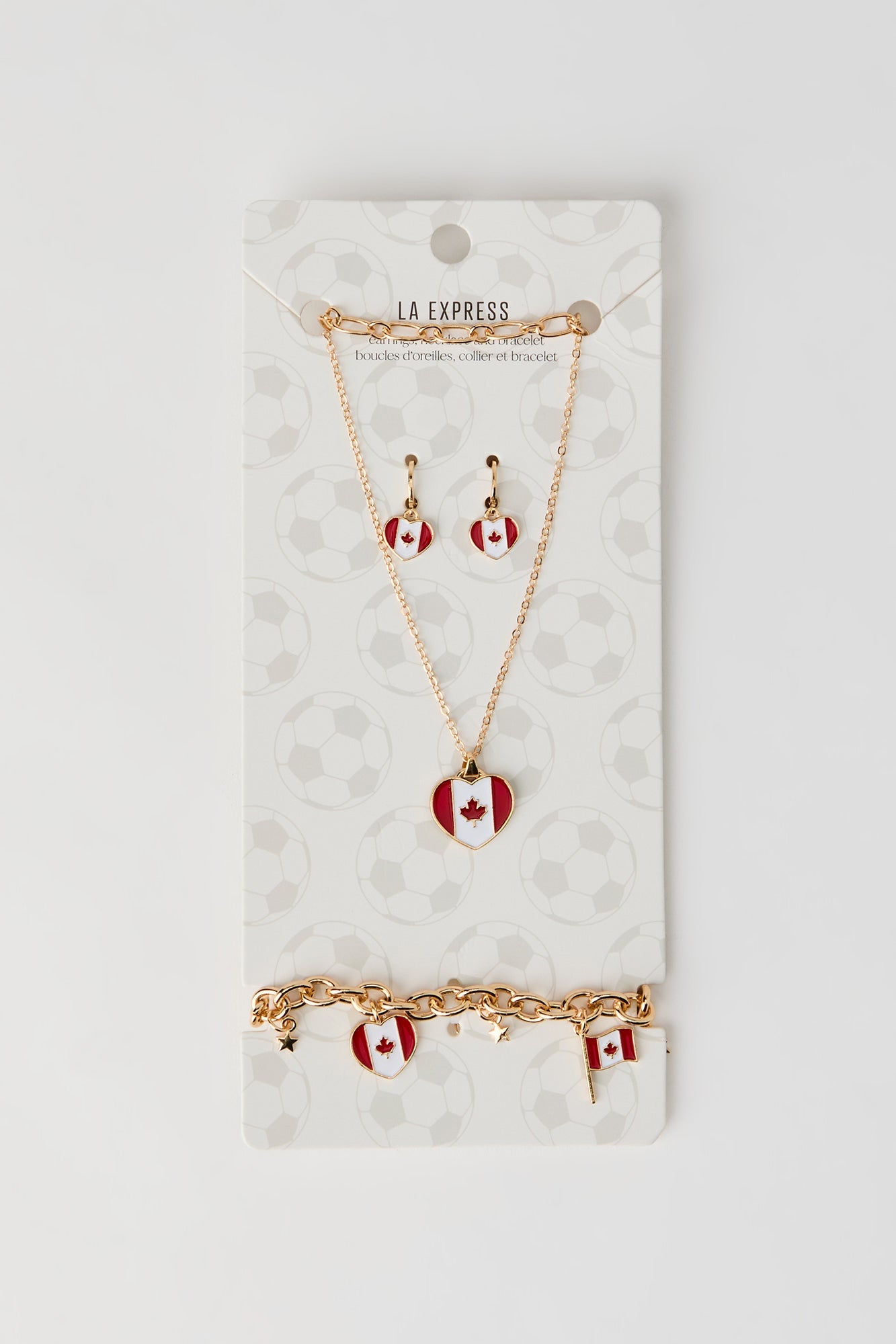 Canada Flag Earrings Necklace & Bracelet Set