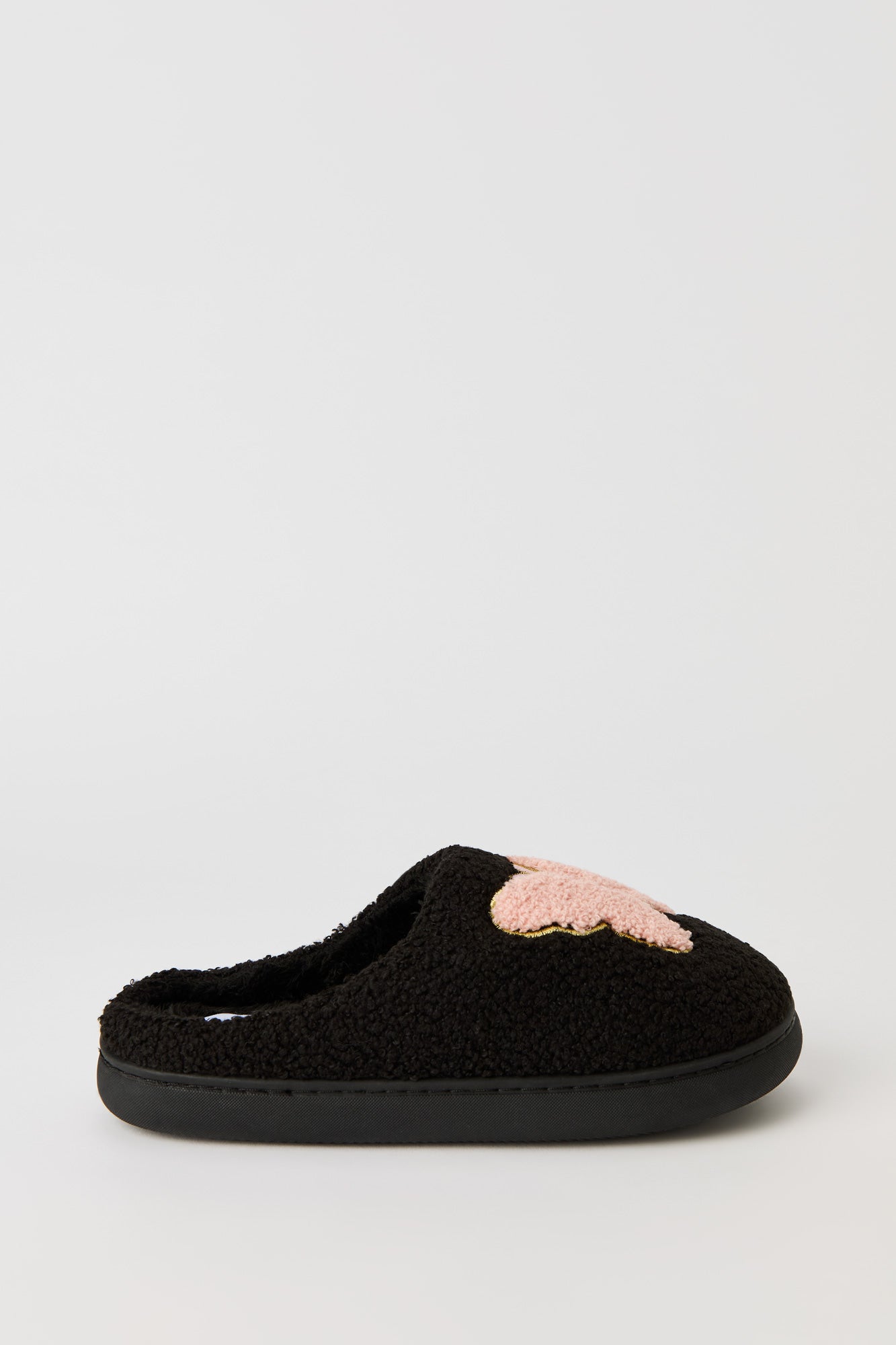 Butterfly Embroidered Sherpa Slippers