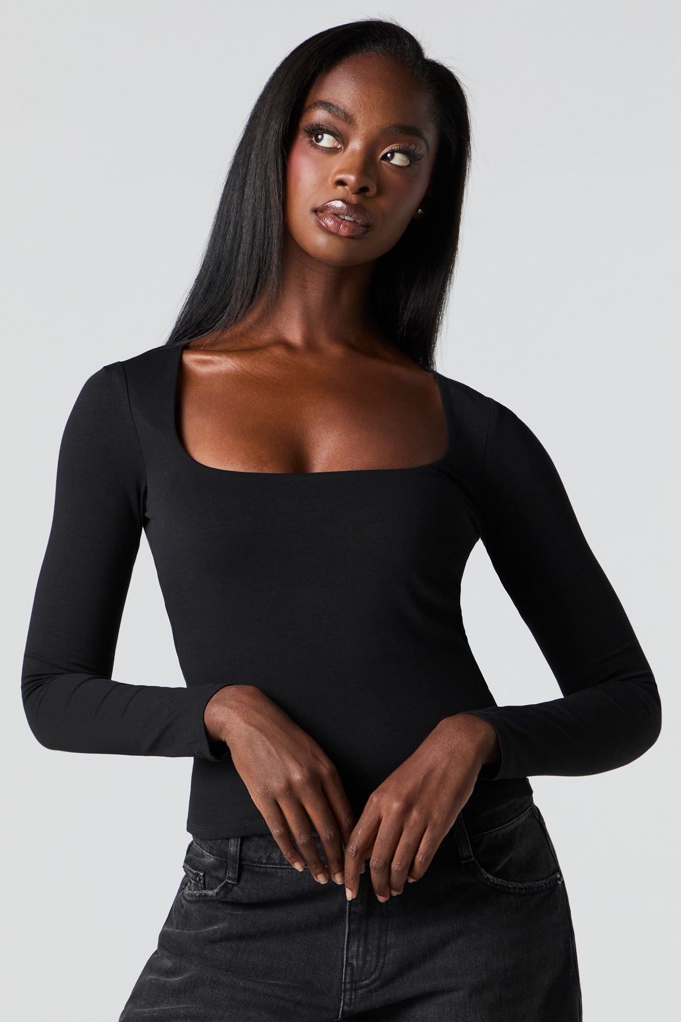 Contour Square Neck Long Sleeve Top