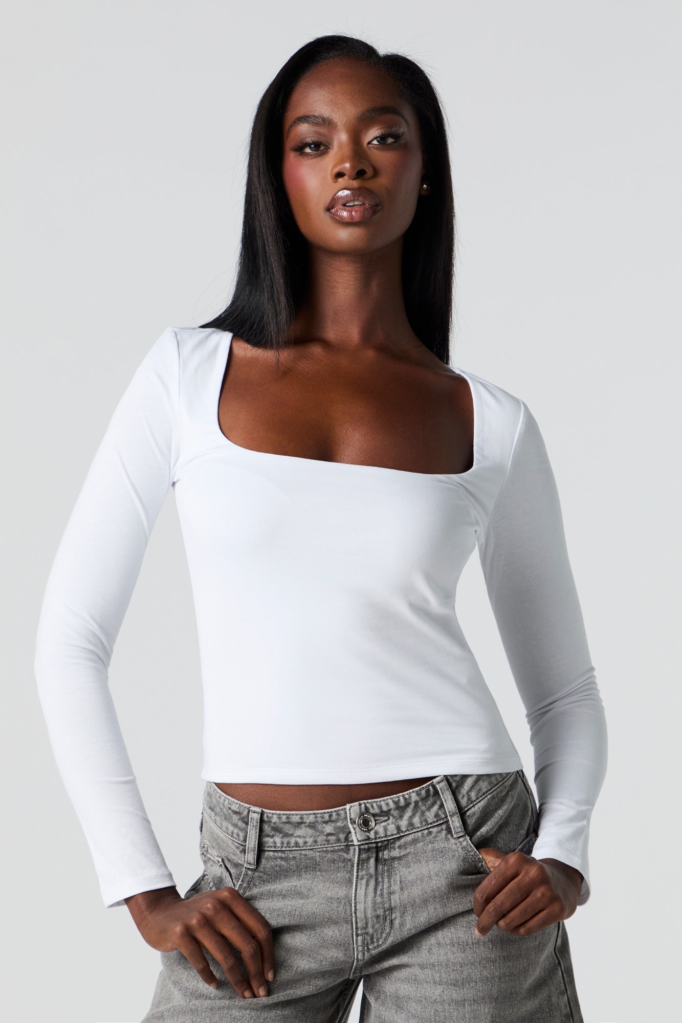 Contour Square Neck Long Sleeve Top