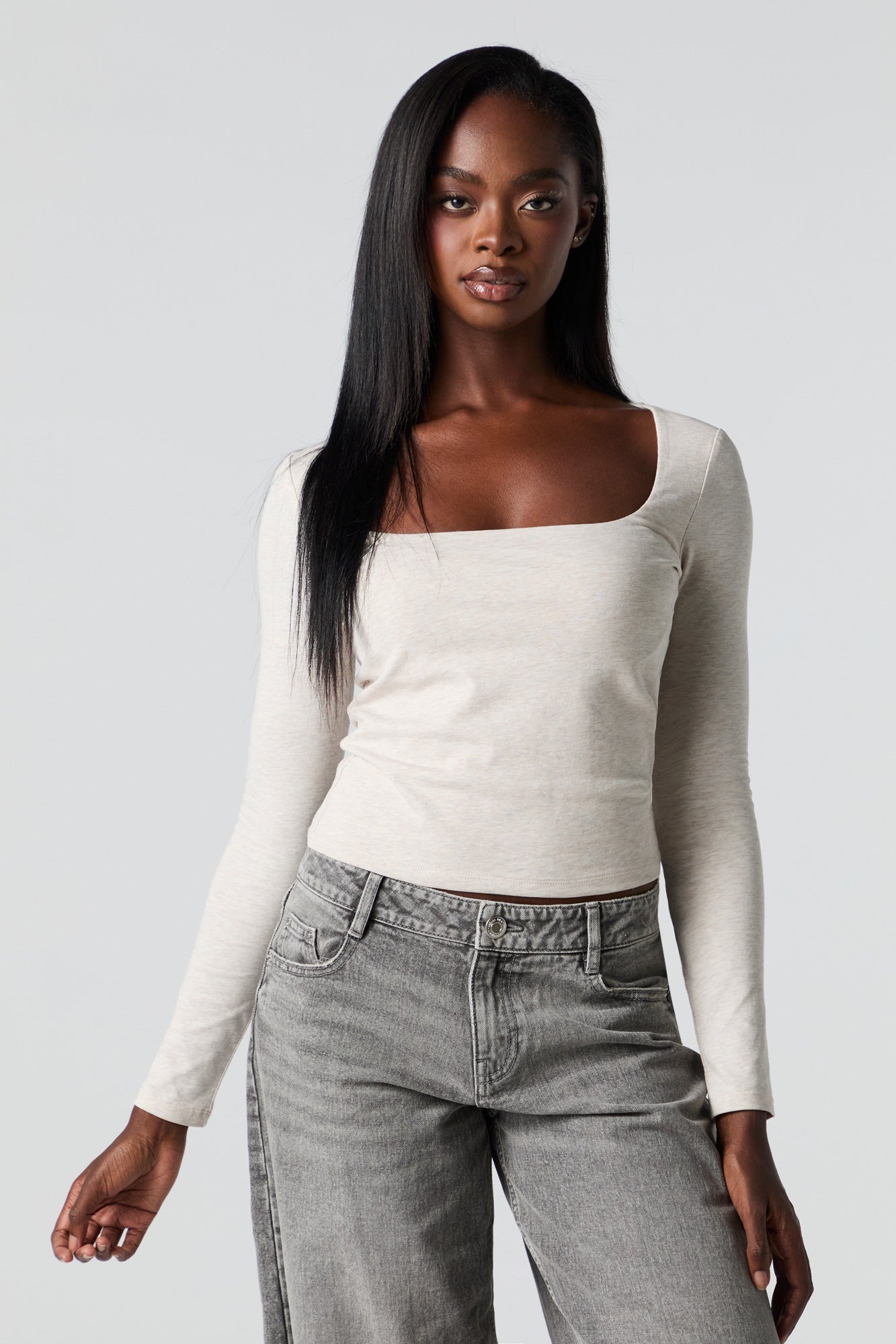 Contour Square Neck Long Sleeve Top