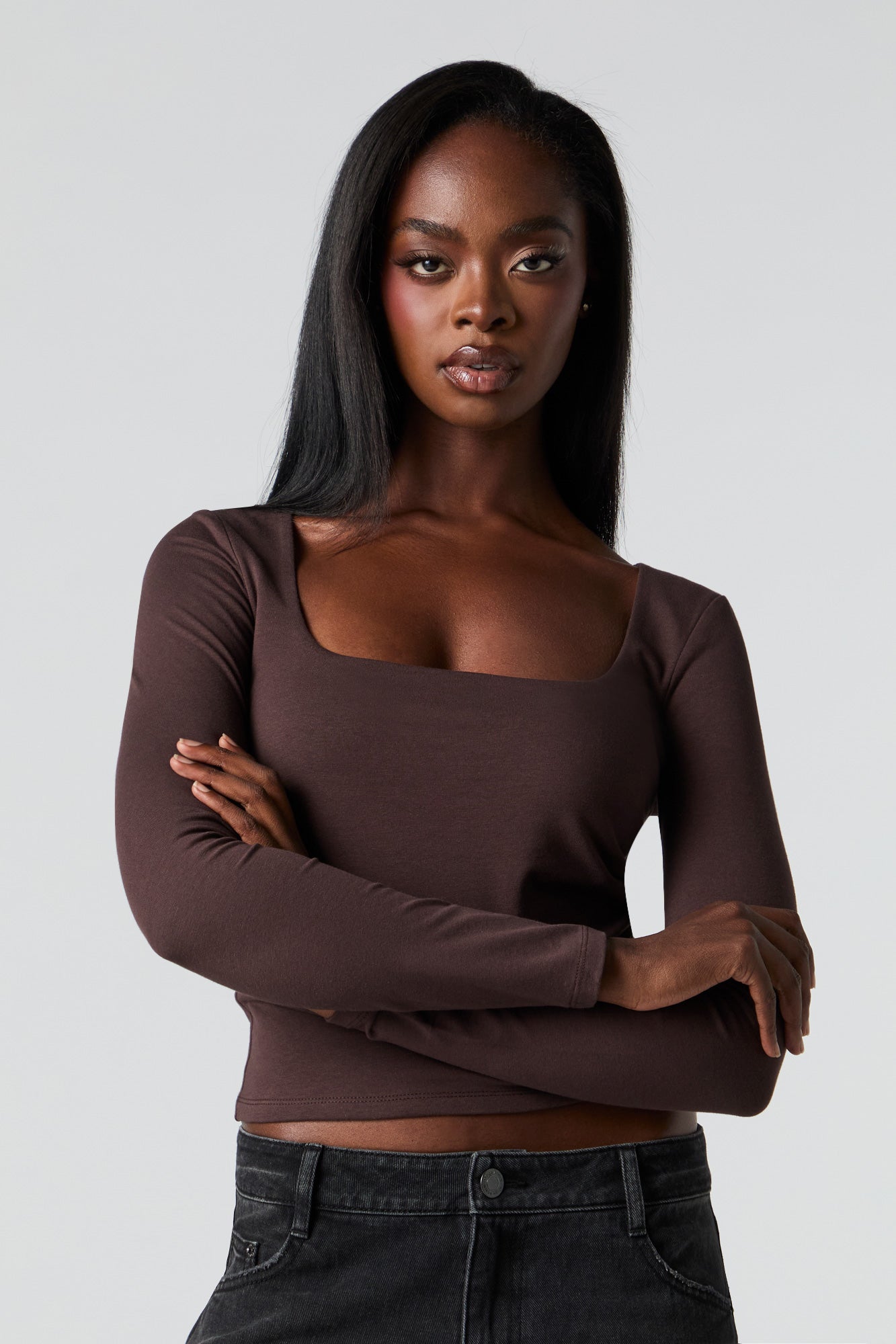 Contour Square Neck Long Sleeve Top