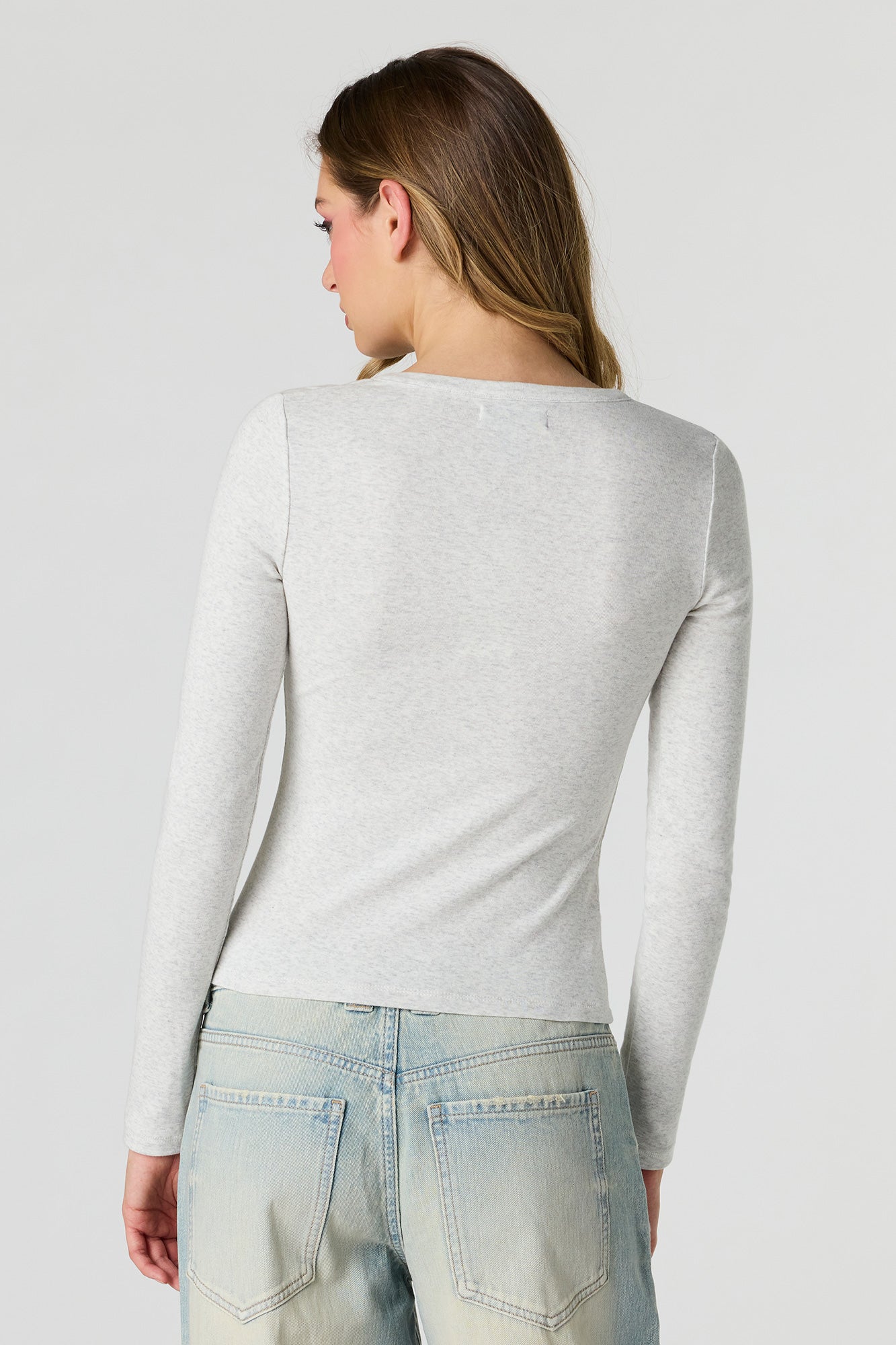Ribbed Long Sleeve Henley Top