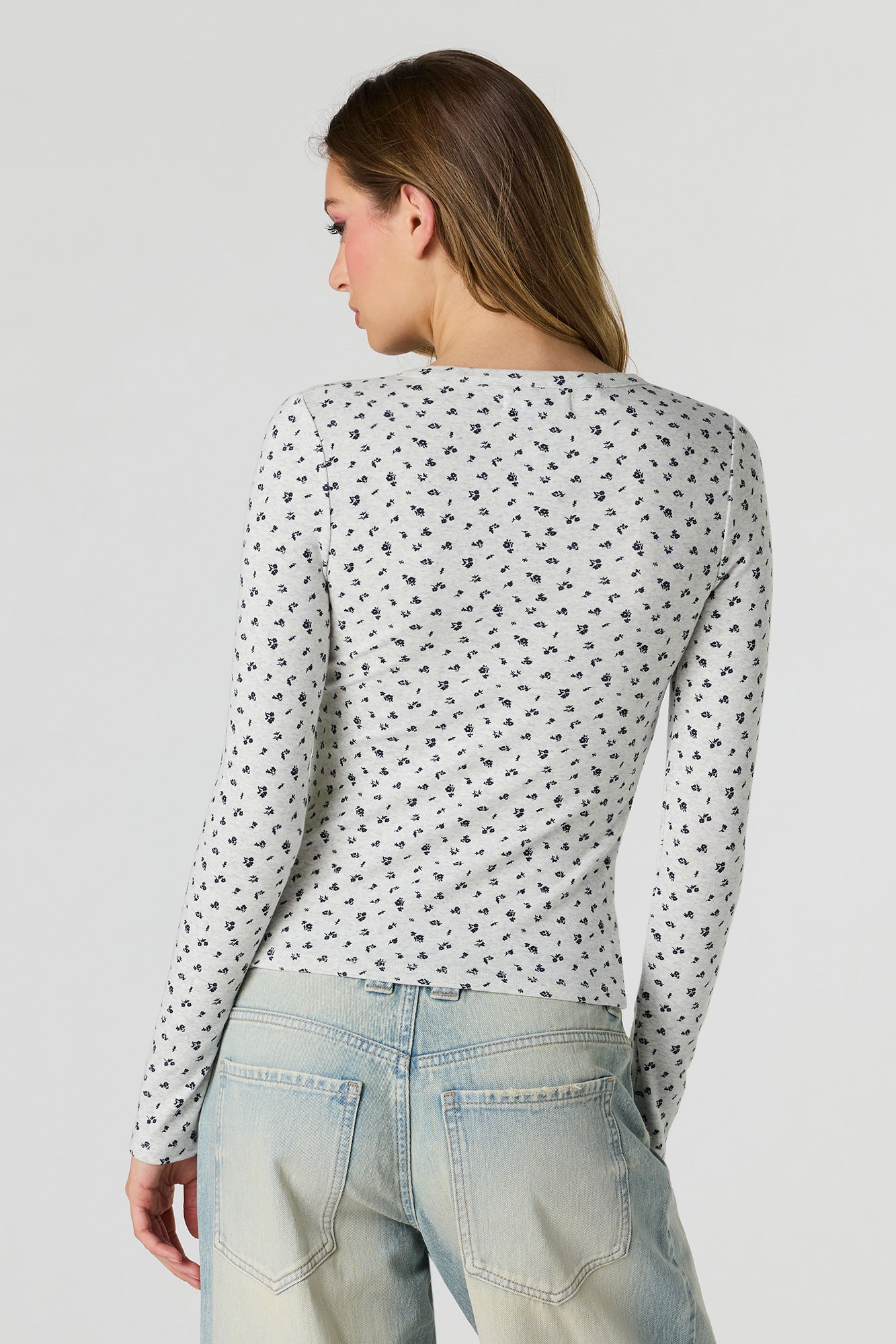 Ribbed Long Sleeve Henley Top