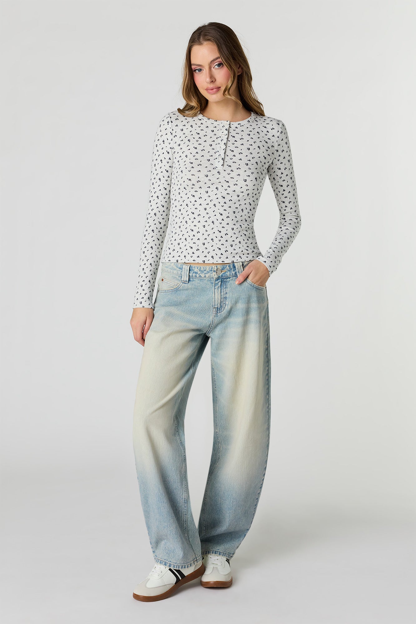 Ribbed Long Sleeve Henley Top