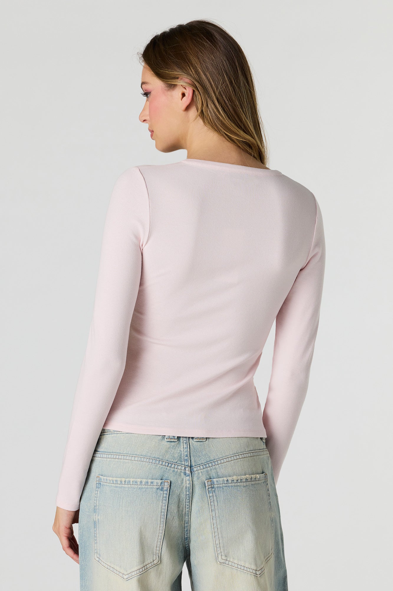 Ribbed Long Sleeve Henley Top