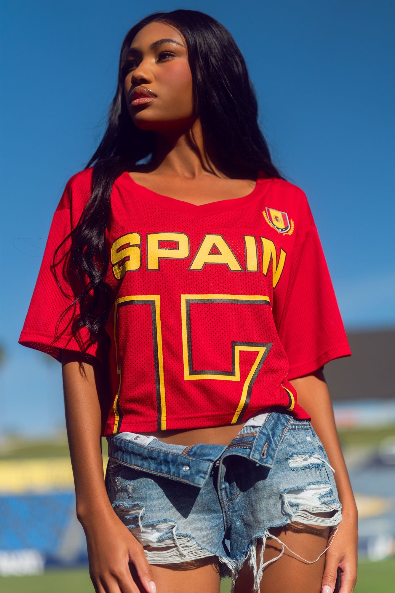 Spain Mesh Cropped Soccer Jersey