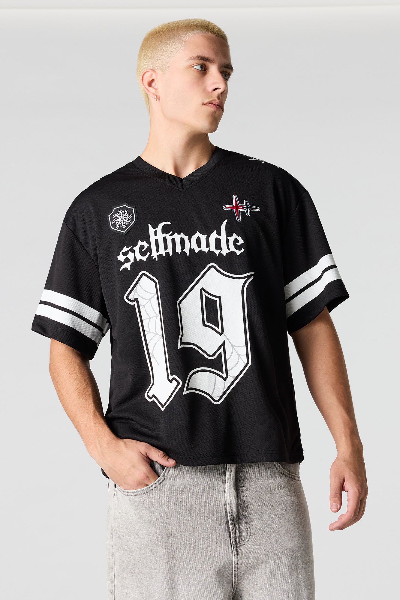 Selfmade Embroidered Graphic Mesh Football Jersey