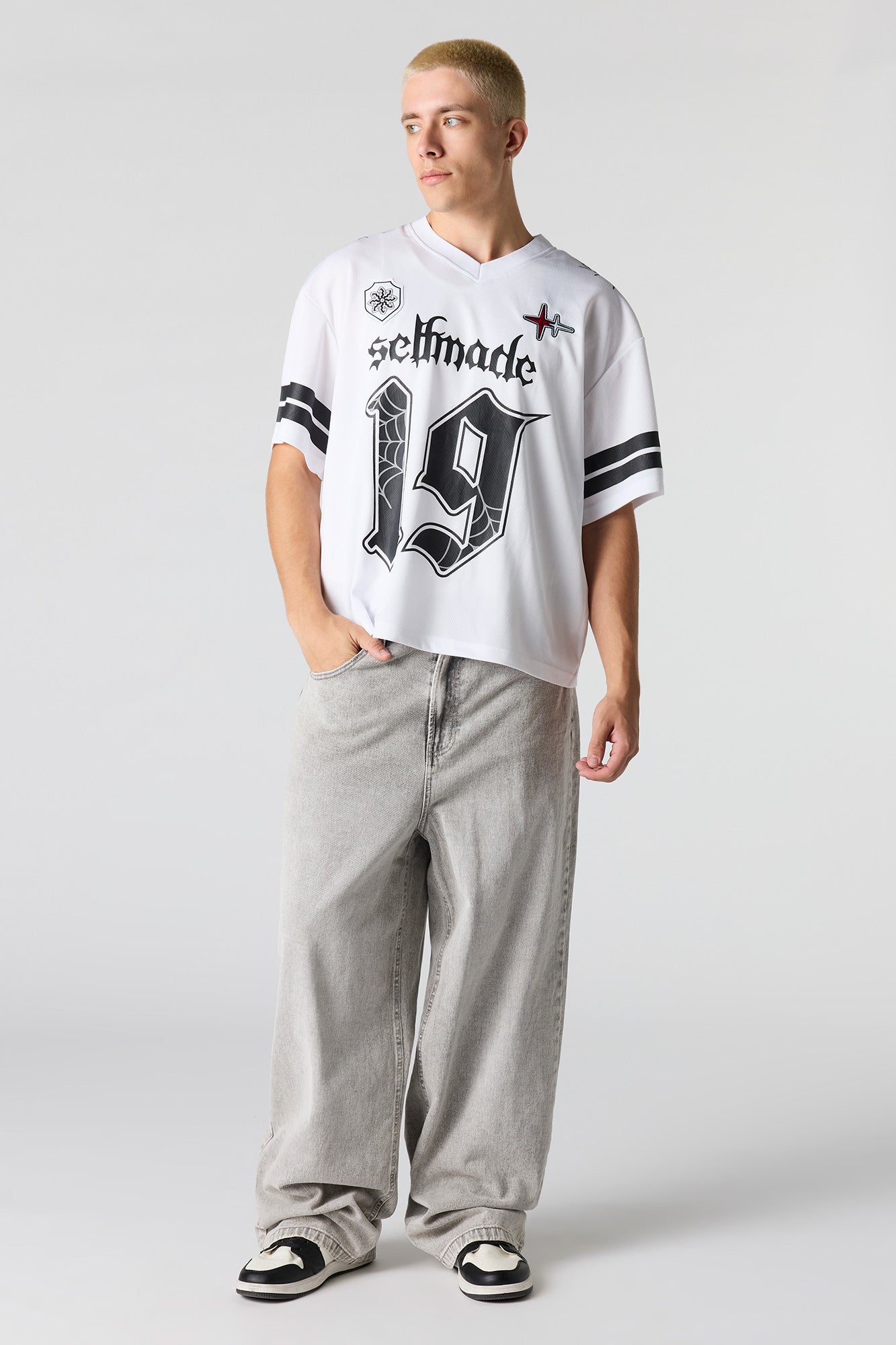 Selfmade Embroidered Graphic Mesh Football Jersey