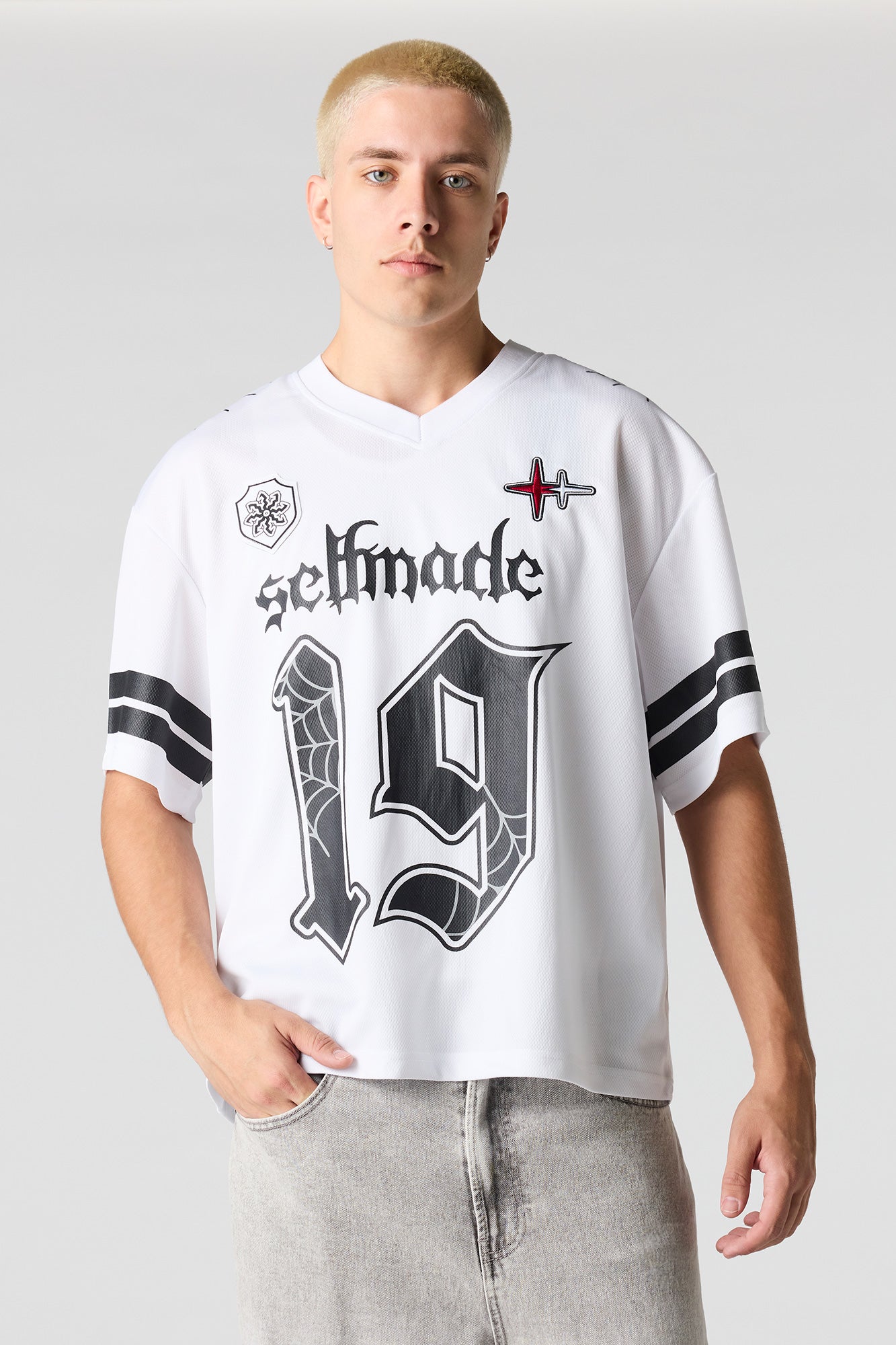 Selfmade Embroidered Graphic Mesh Football Jersey