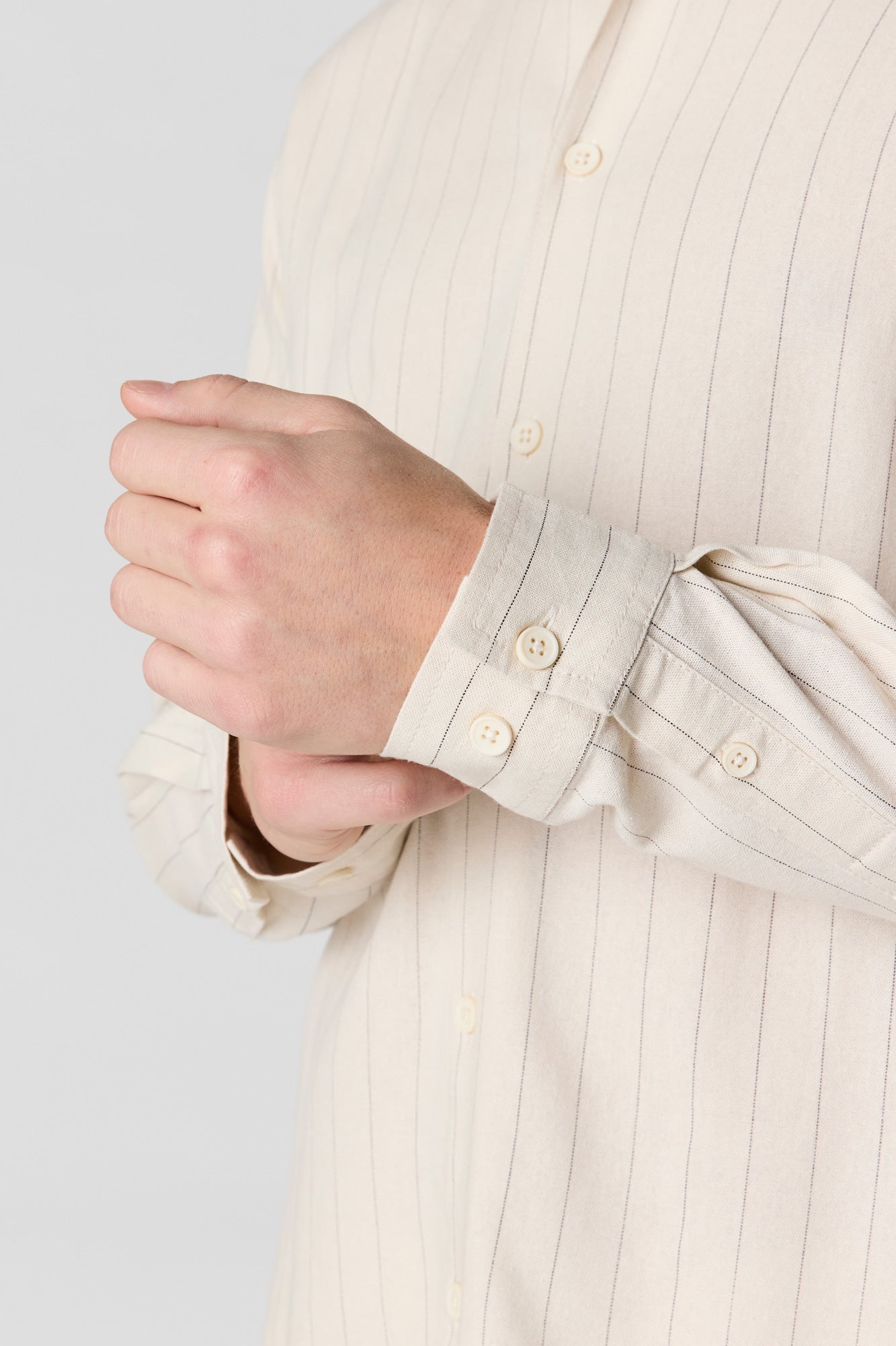 Linen-Blend Long Sleeve Button-Up Top
