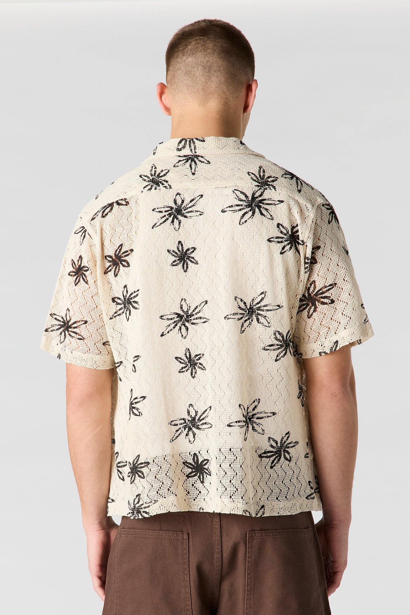 Flower Crochet Button-Up Top