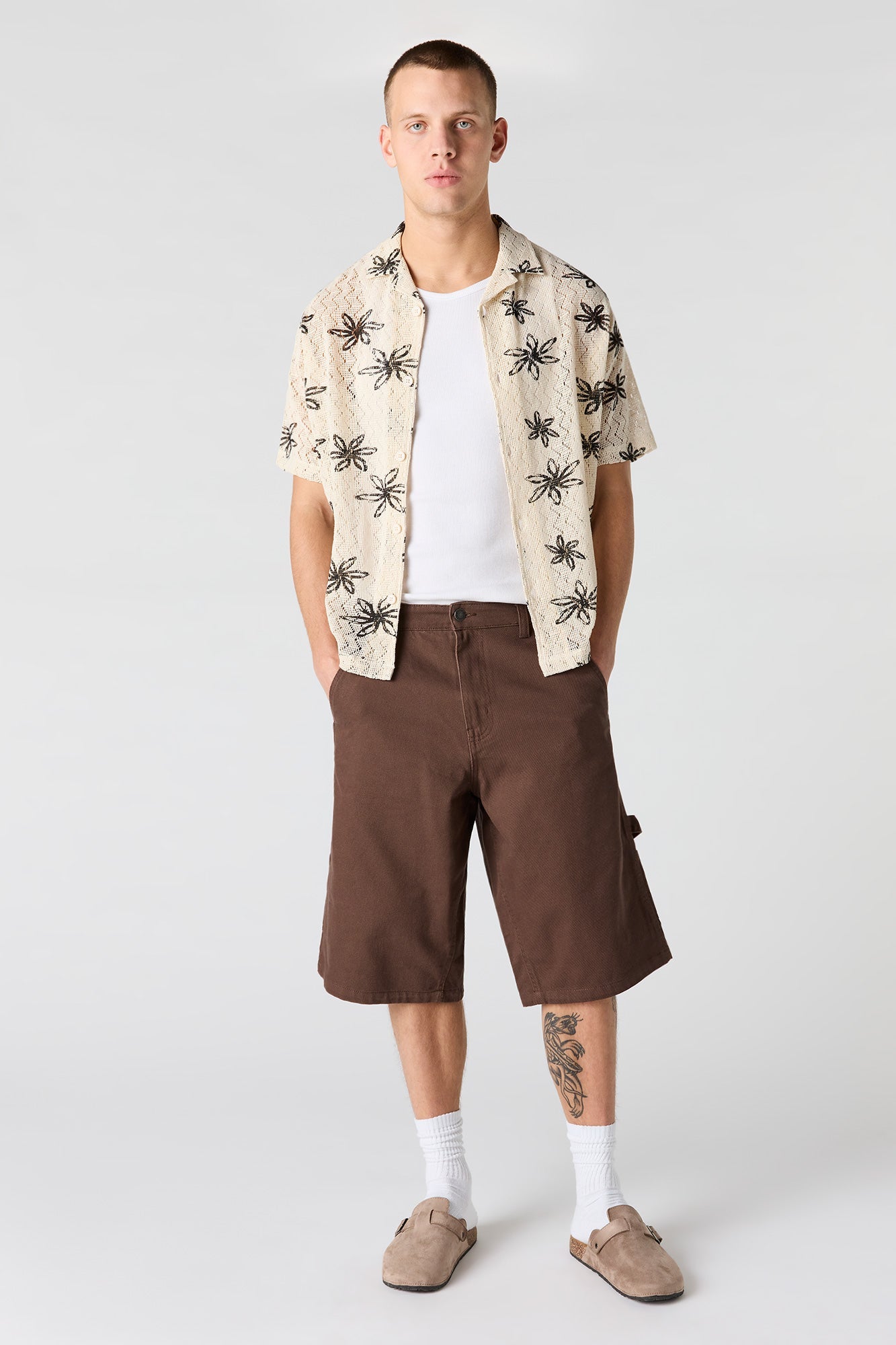 Flower Crochet Button-Up Top