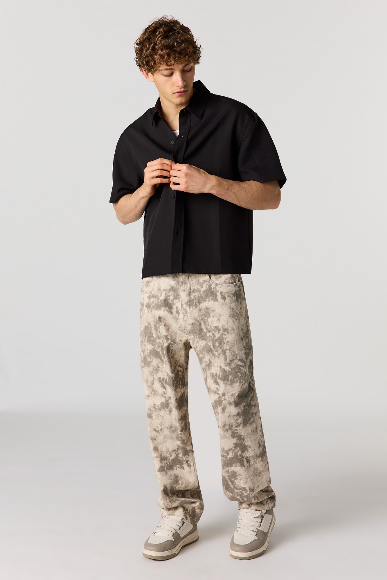 Boxy Button-Up Collared Top
