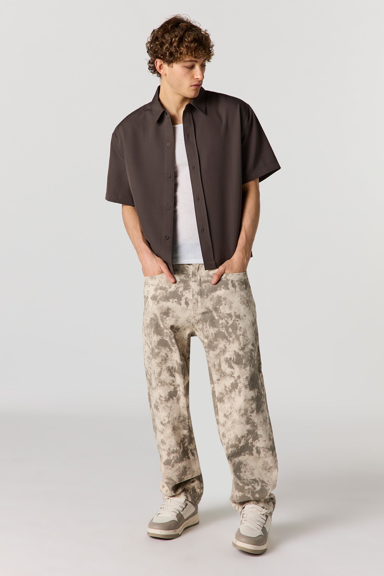 Boxy Button-Up Collared Top