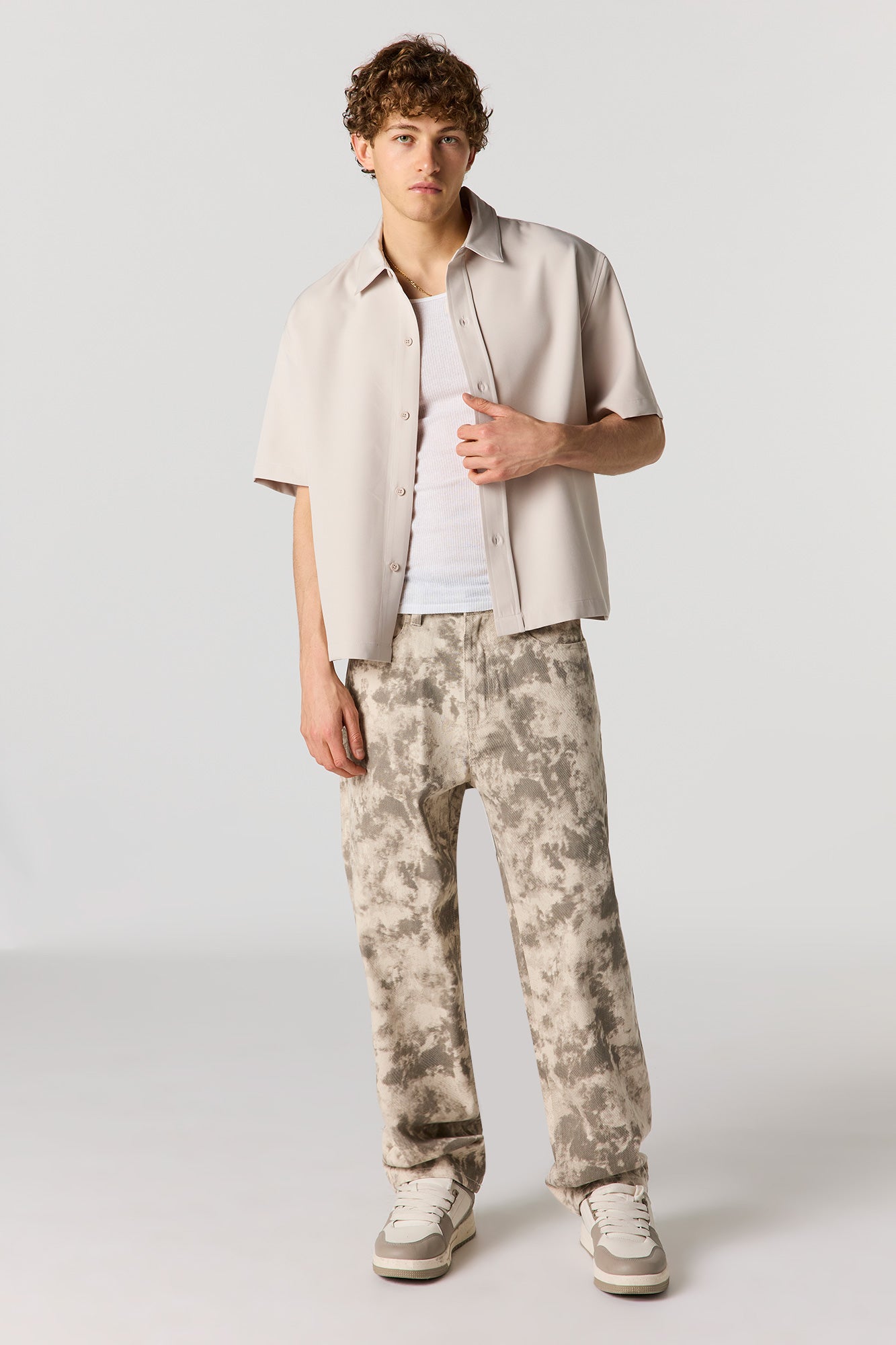 Boxy Button-Up Collared Top