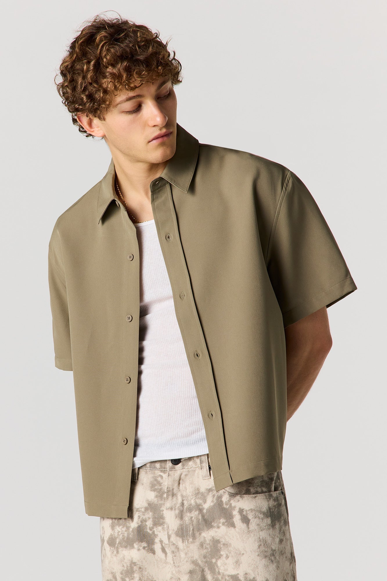 Boxy Button-Up Collared Top