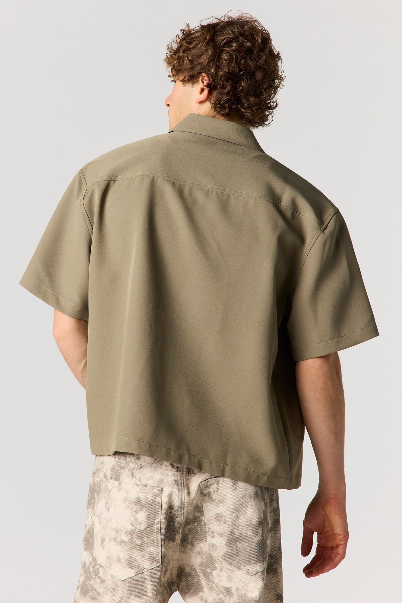 Boxy Button-Up Collared Top