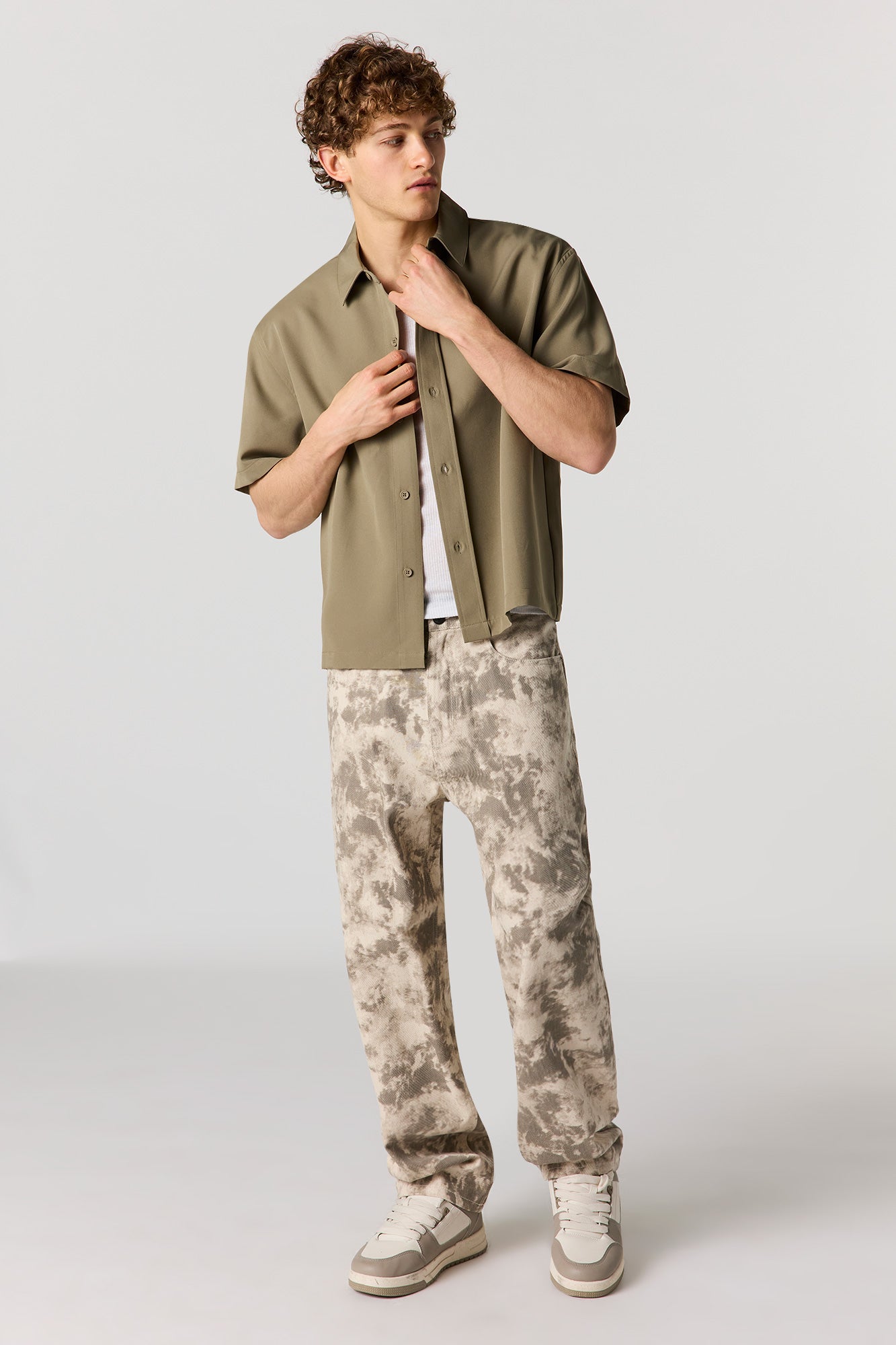 Boxy Button-Up Collared Top