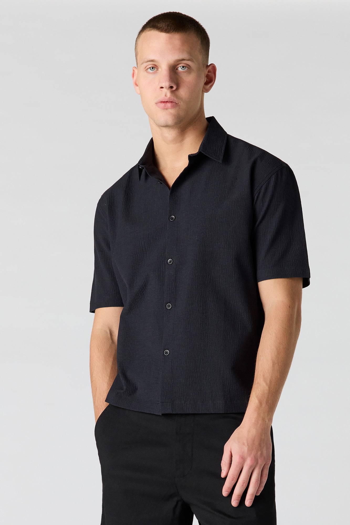 Textured Button-Up Top