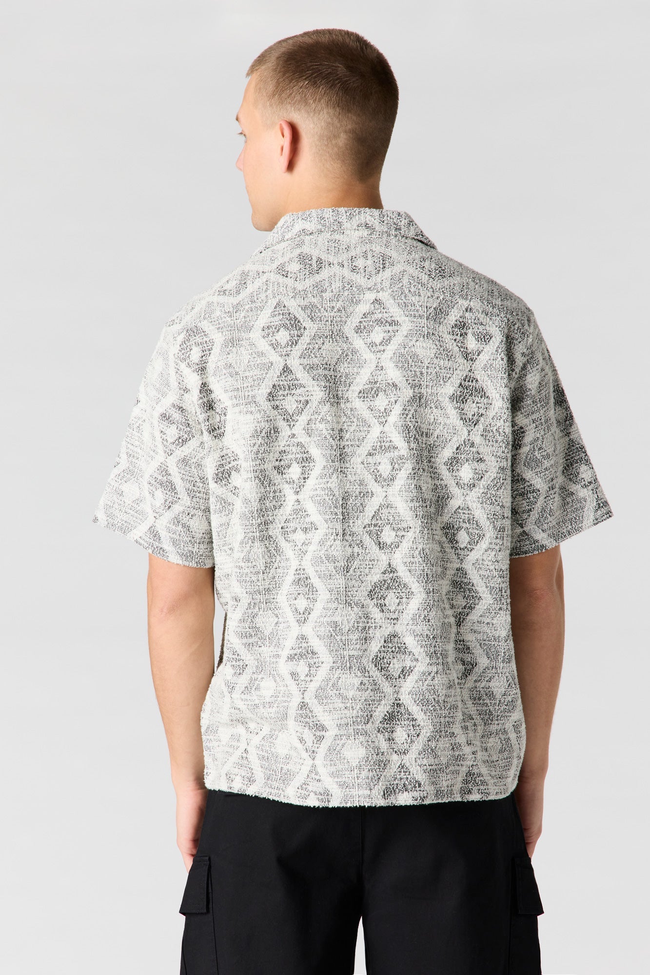 Geo Textured Button-Up Top