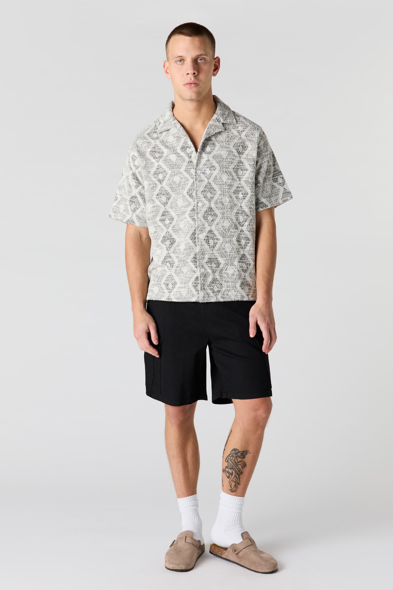 Geo Textured Button-Up Top