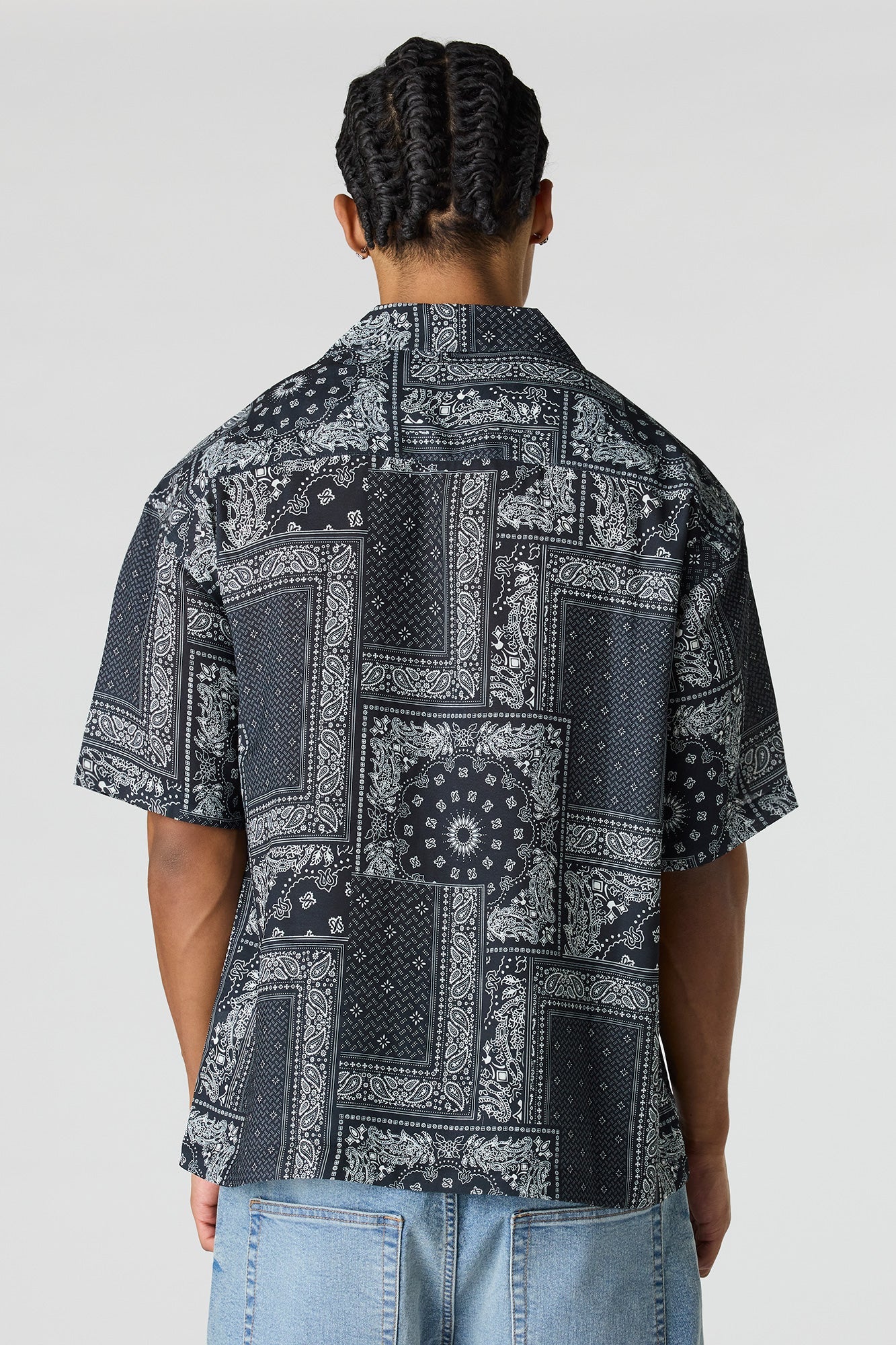 Flowy Printed Button-Up Collared Top