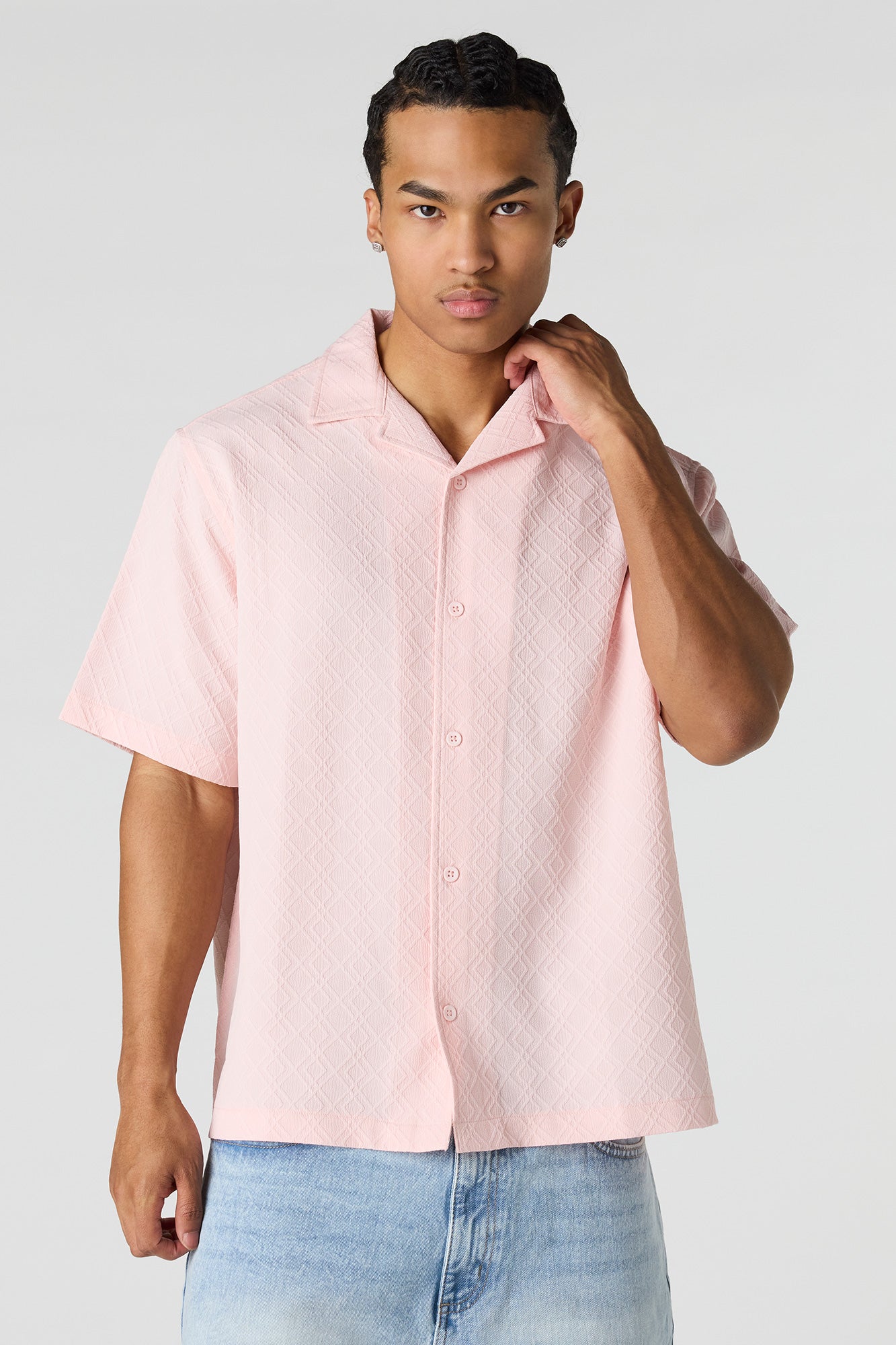 Button-Up Collared Knit Top