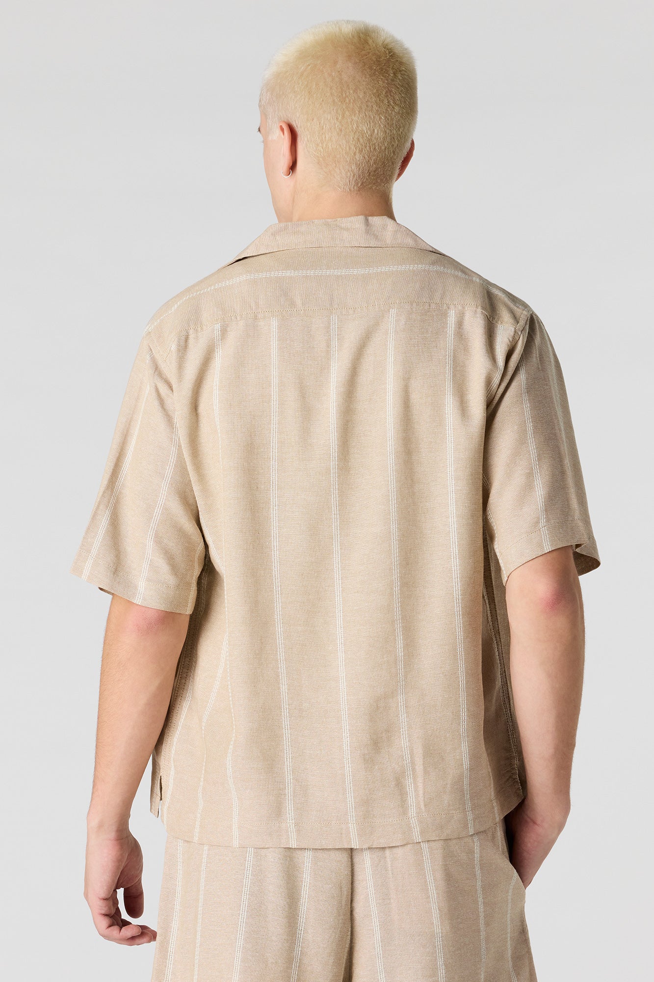 Linen-Blend Button-Up Top