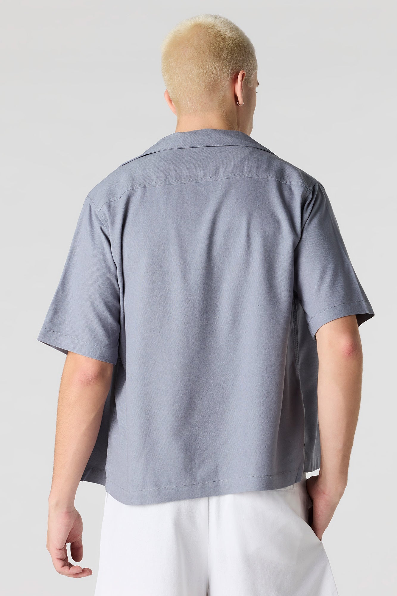 Linen-Blend Button-Up Top