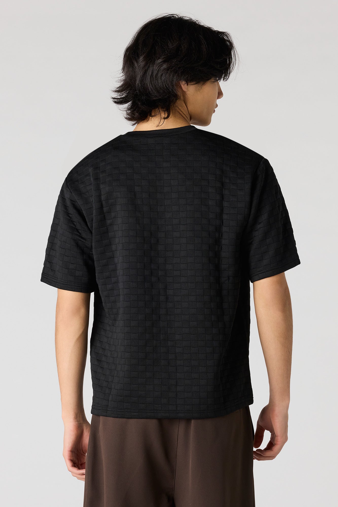Checkered Textured Boxy T-Shirt