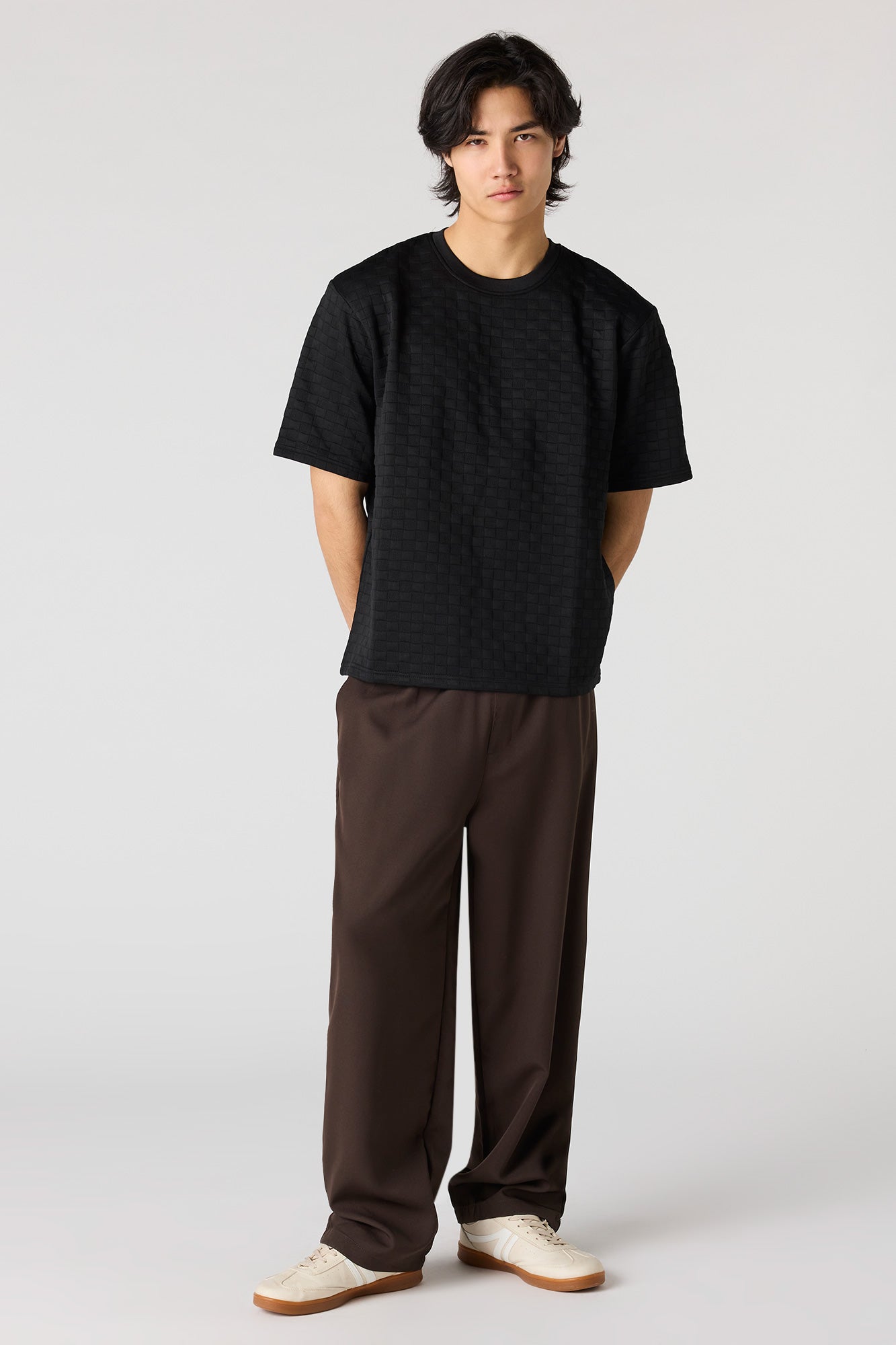 Checkered Textured Boxy T-Shirt