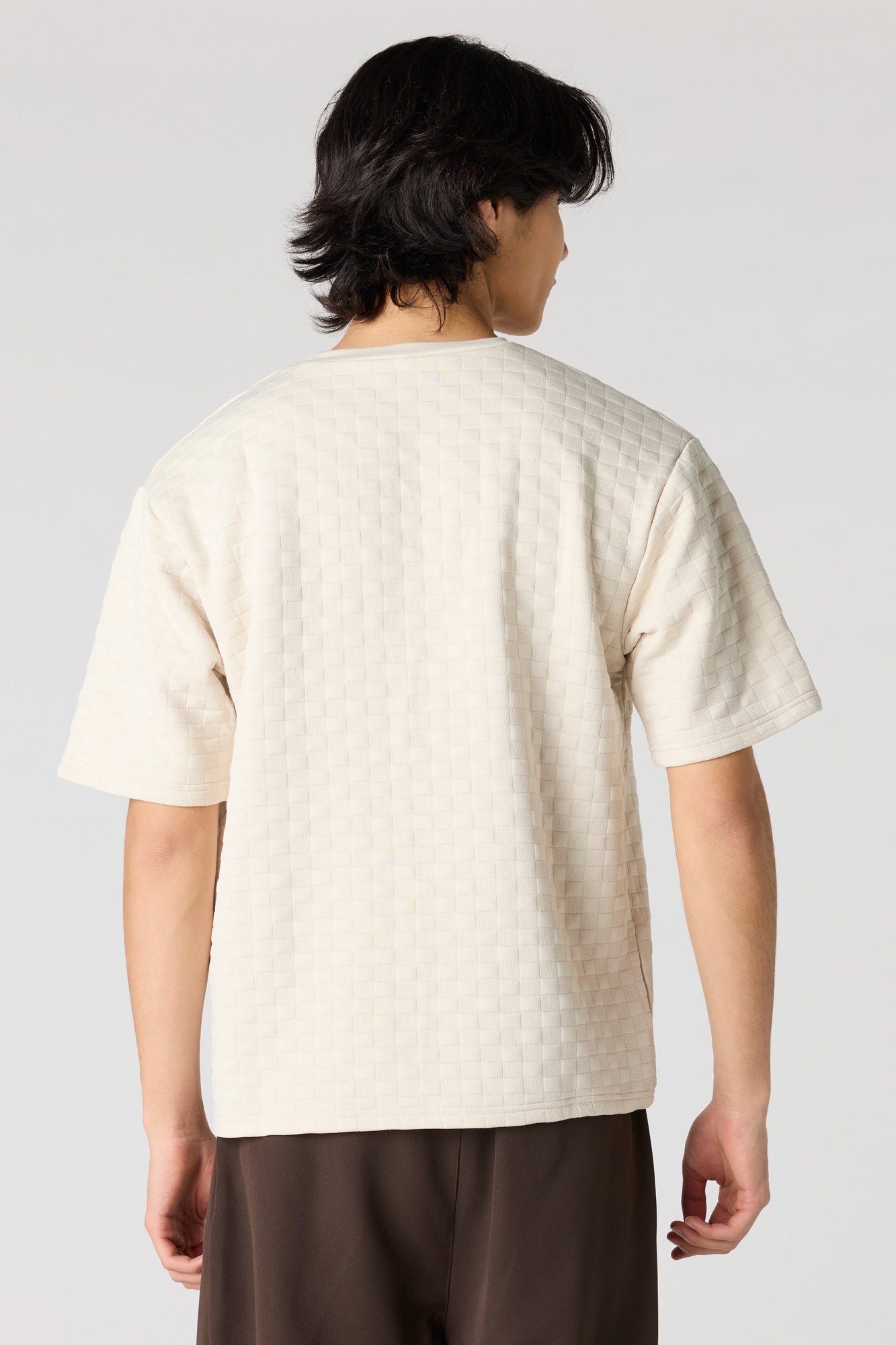 Checkered Textured Boxy T-Shirt