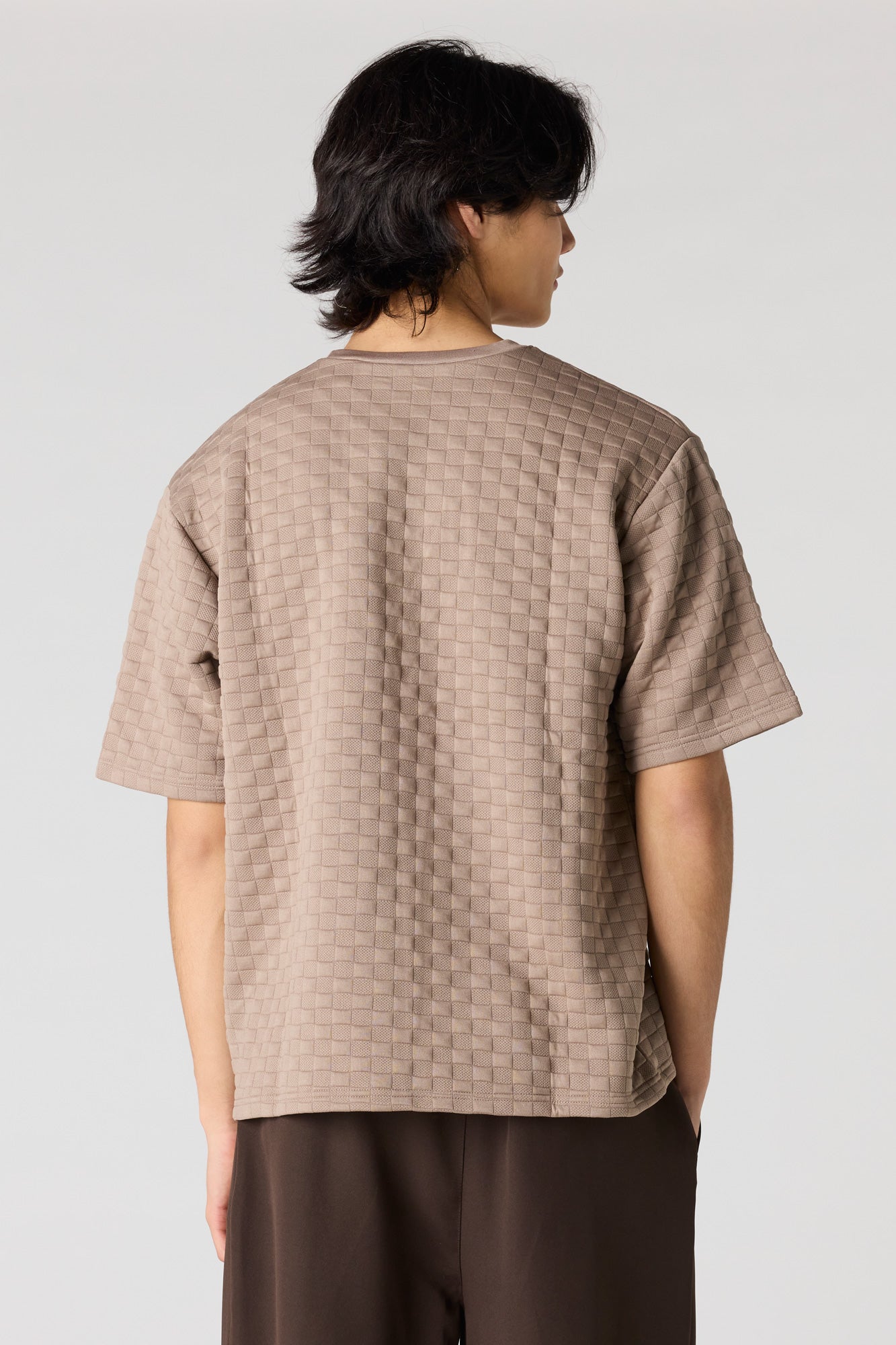 Checkered Textured Boxy T-Shirt