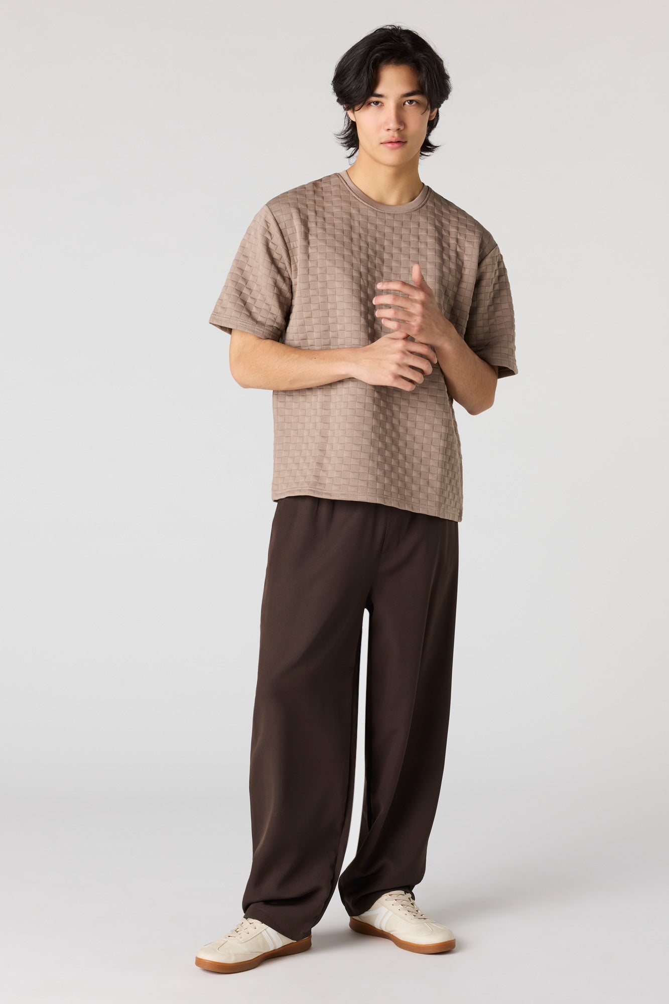 Checkered Textured Boxy T-Shirt