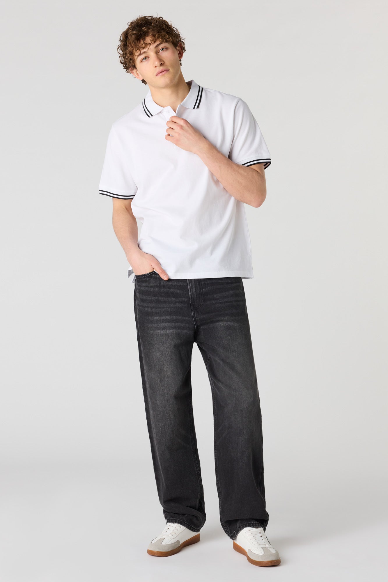 Striped Trim Polo
