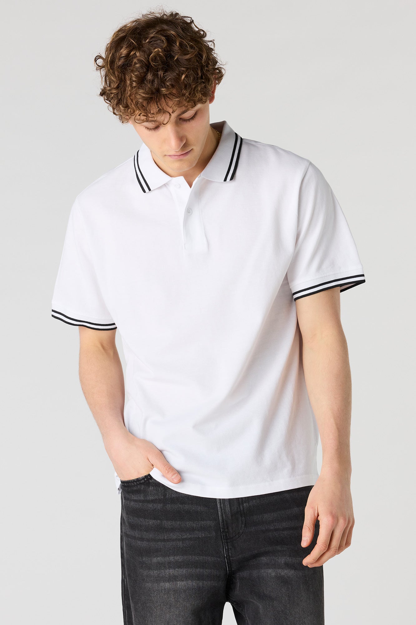 Striped Trim Polo