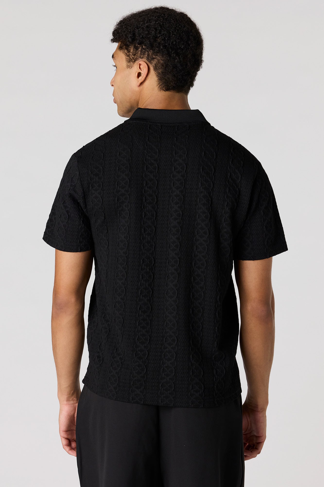 Textured Zip Polo