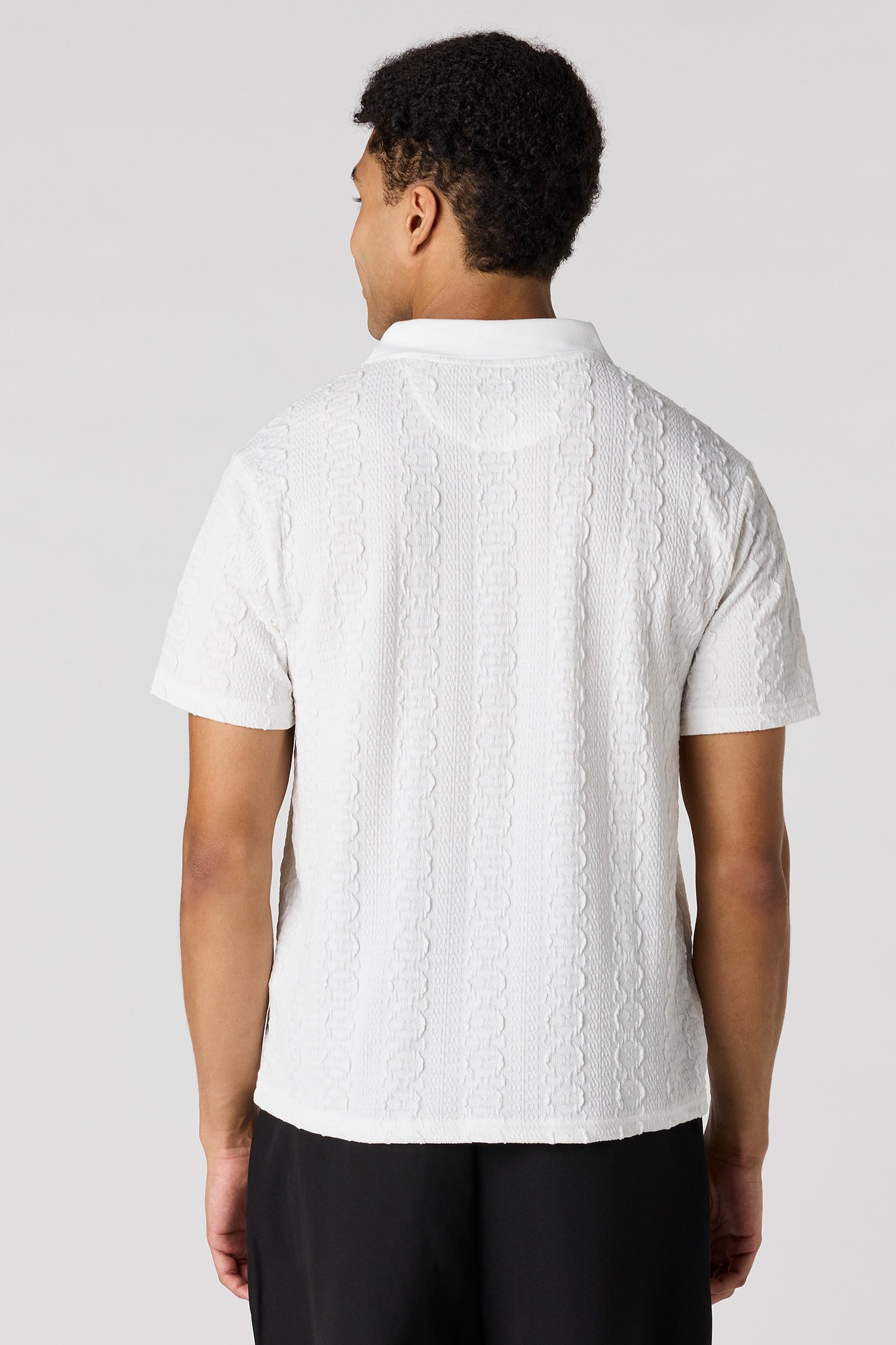 Textured Zip Polo