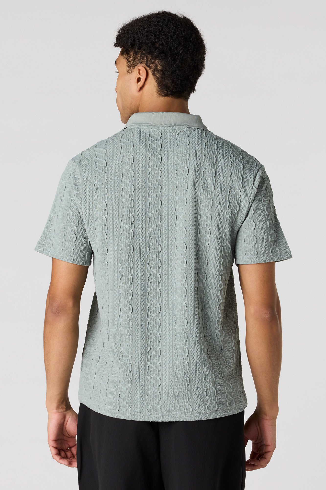Textured Zip Polo